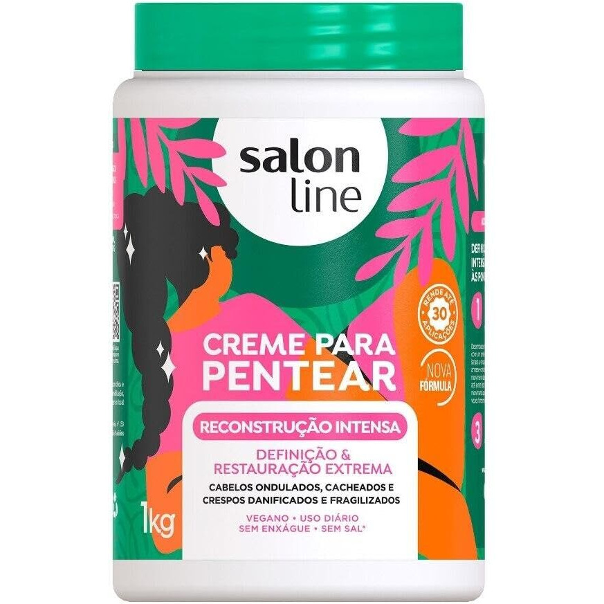 Salon Line - Linha Creme Para Pentear - Reconstrucao Intensa 1000 Gr - (Combing Cream - Intense Reconstruction Net 35.27 Oz)
