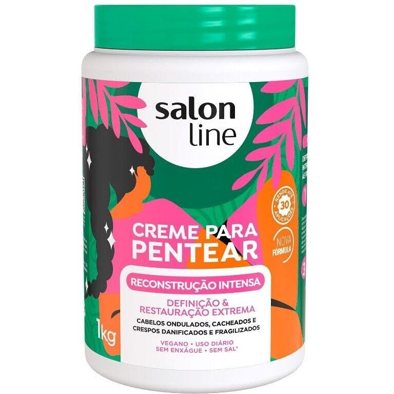 Salon Line - Linha Creme Para Pentear - Reconstrucao Intensa 1000 Gr - (Combing Cream - Intense Reconstruction Net 35.27 Oz)