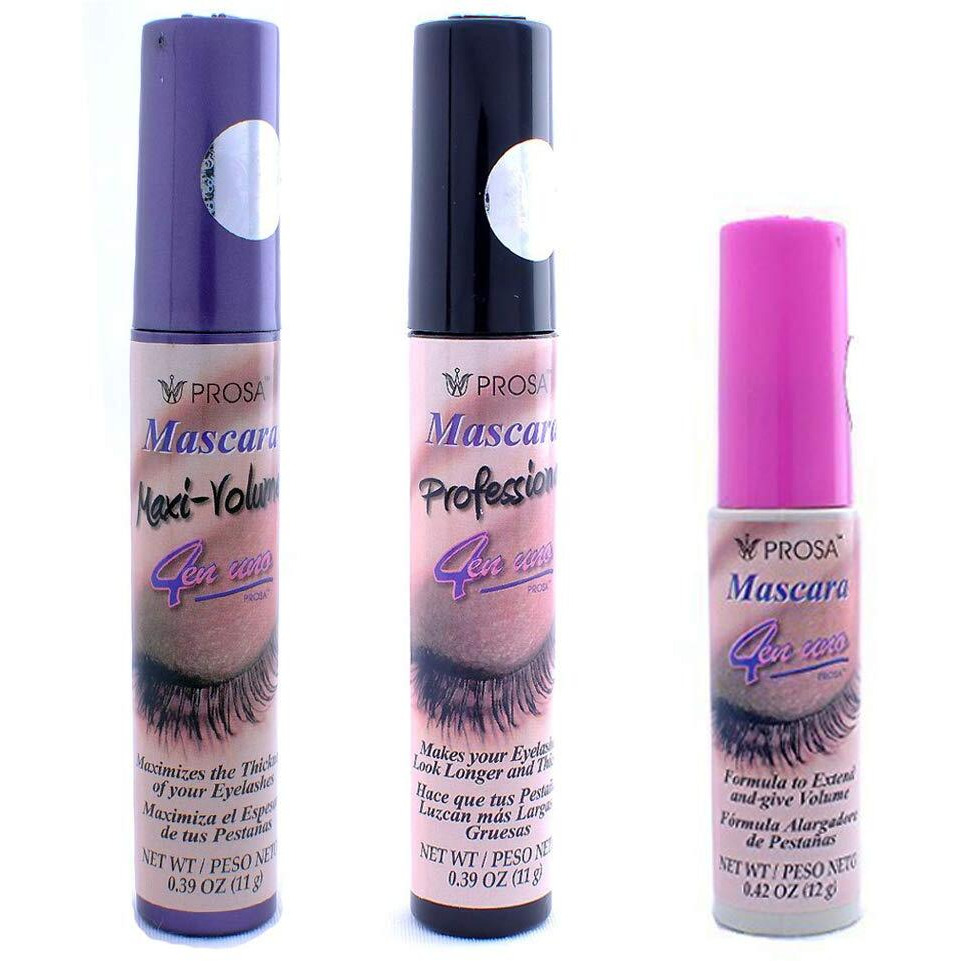 3 Pcs Prosa - Profesional Maxi Volumn Black Mascara 4 In 1 Longer Thicker P1
