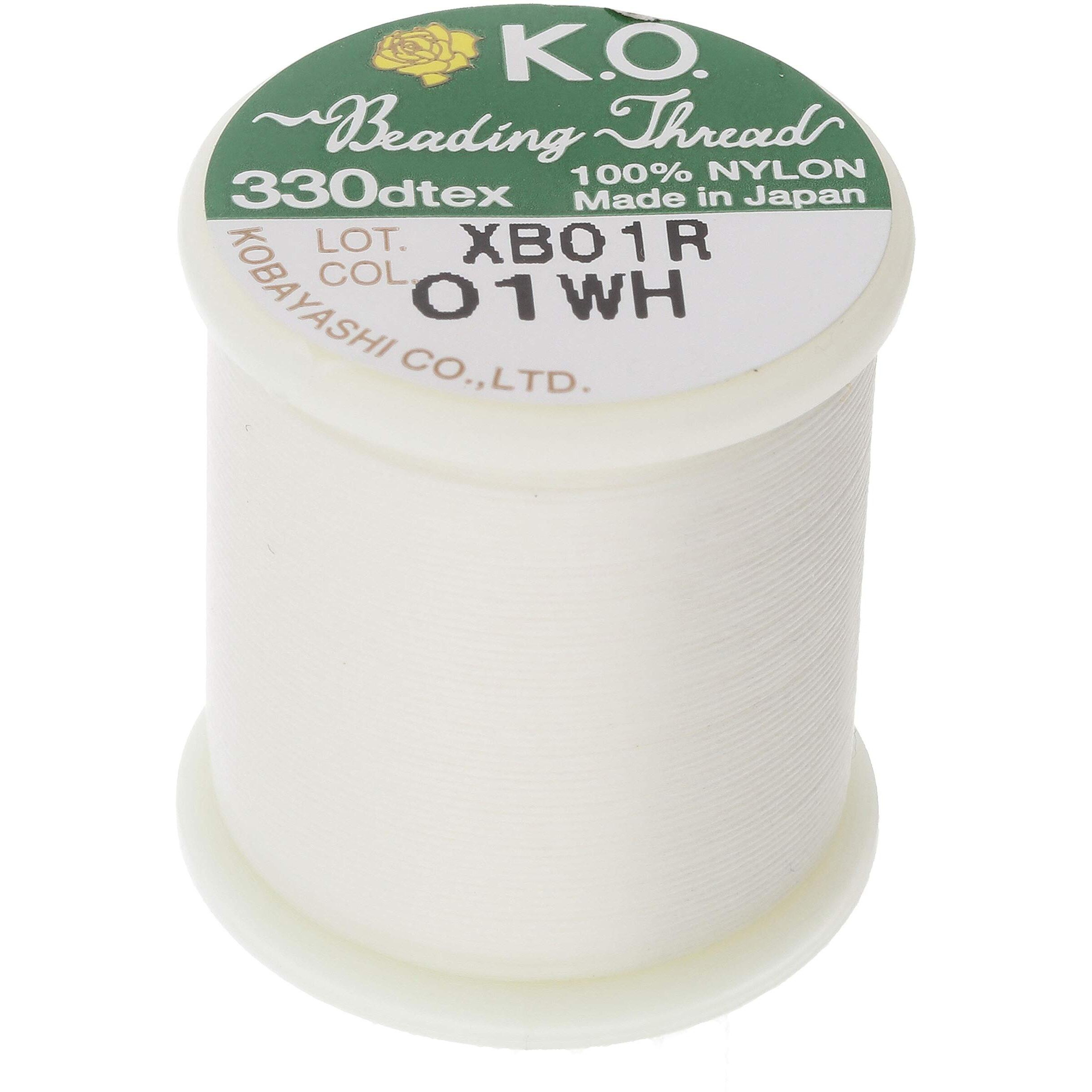 Ko Nylon Beading Thread  White Color  Japanese Pre-Waxed 100% Nylon  330Tex  Tangle Resistant Knotting Cords  50M /55 Yds Spool  Use For Seed Bead Projects  Loom Work & Bead Weaving