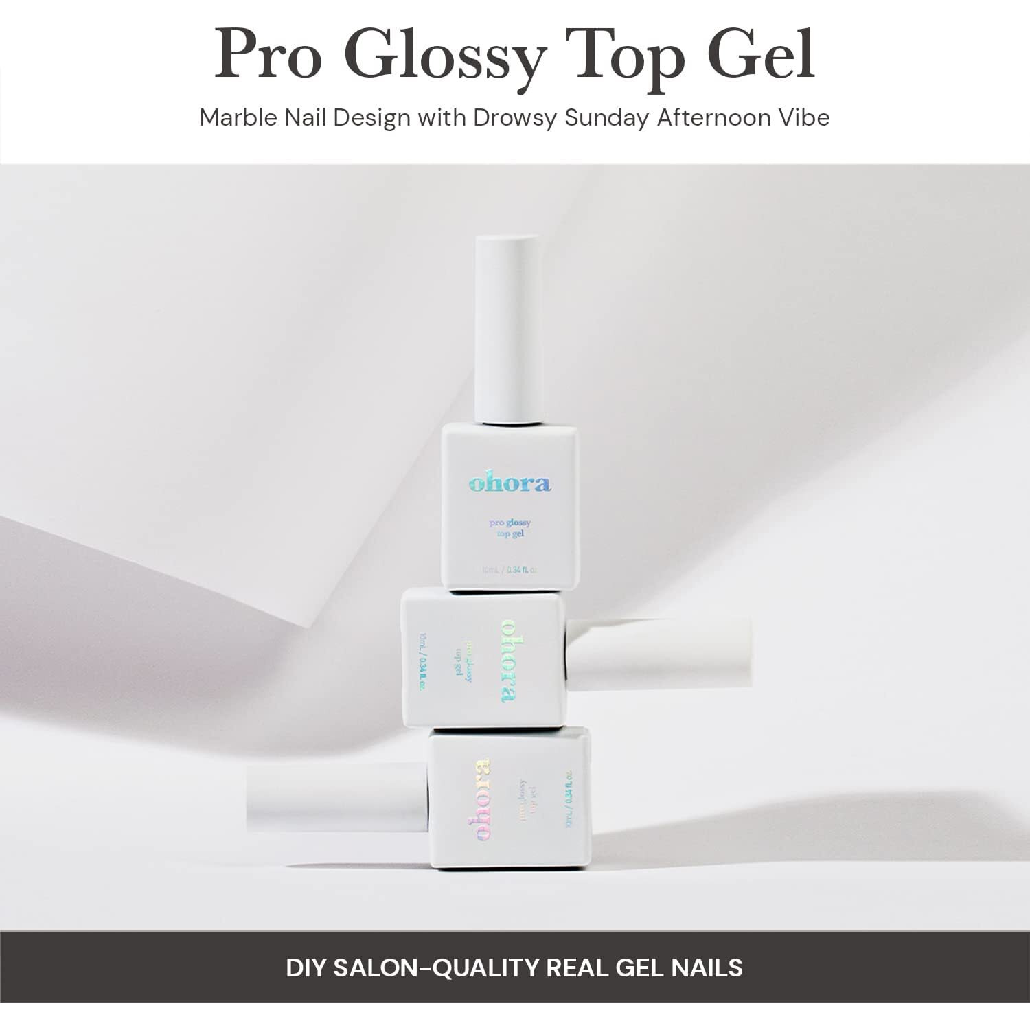 Ohora Gel Nail Care (Pro Glossy Top Gel) - Corrects Nail Texture  Easy To Use & Easy To Remove For Semi Cured Gel Nail Strip Application - Professional Salon-Quality For Healthy  Strong Nails