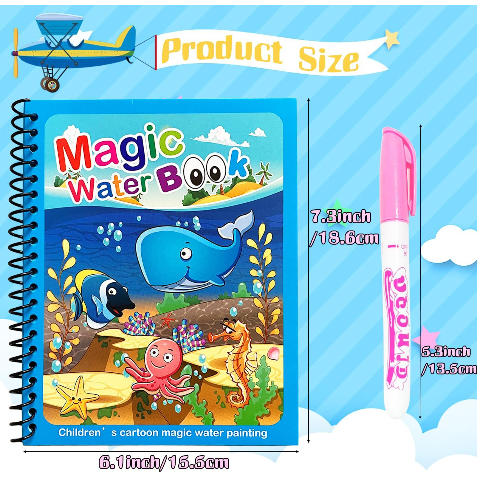 Dduolammng 12 Pack Water Coloring Books Cartoon Paint With Water Books Reusable Water Painting Book Water Doodle Book Toys For Toddlers Educational Gifts