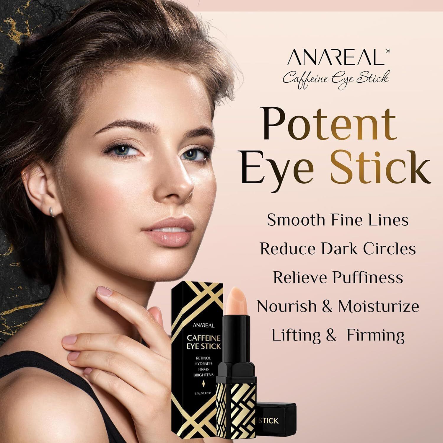 Caffeine Under Eye Balm Hydrating Eye Brightener Stick Cream For Dark Circles & Puffiness  Anti-Wrinkle Korean Skincare Treatment With Retinol  Instant Cooling Glow For Eyes  Face & Bags