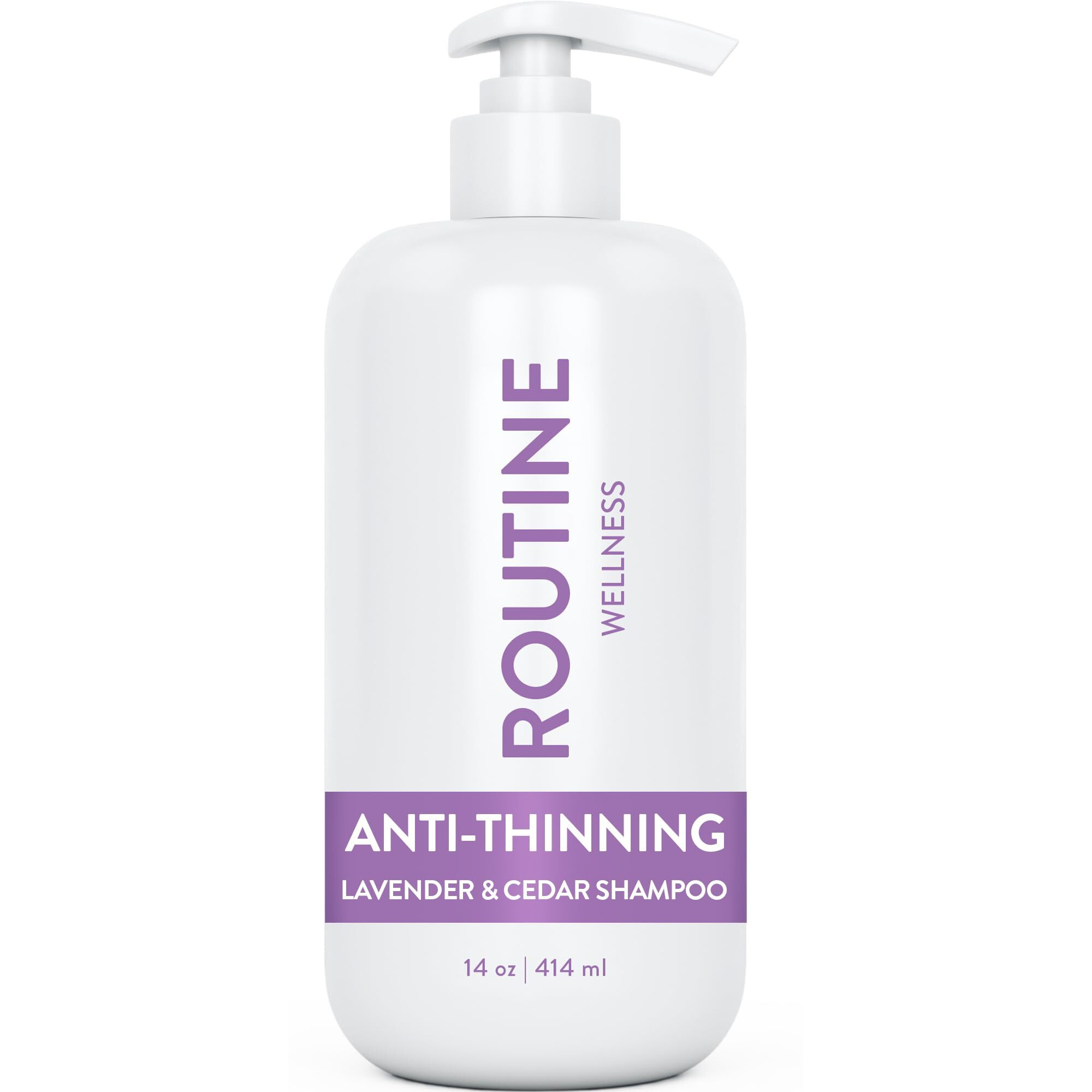 Routine Wellness Shampoo For Stronger Hair - Biotin | Vegan | Color Safe | Sulfate-Free | Clinically Tested | Nourishing Oils And Vitamins - Lavender & Cedar 14Oz