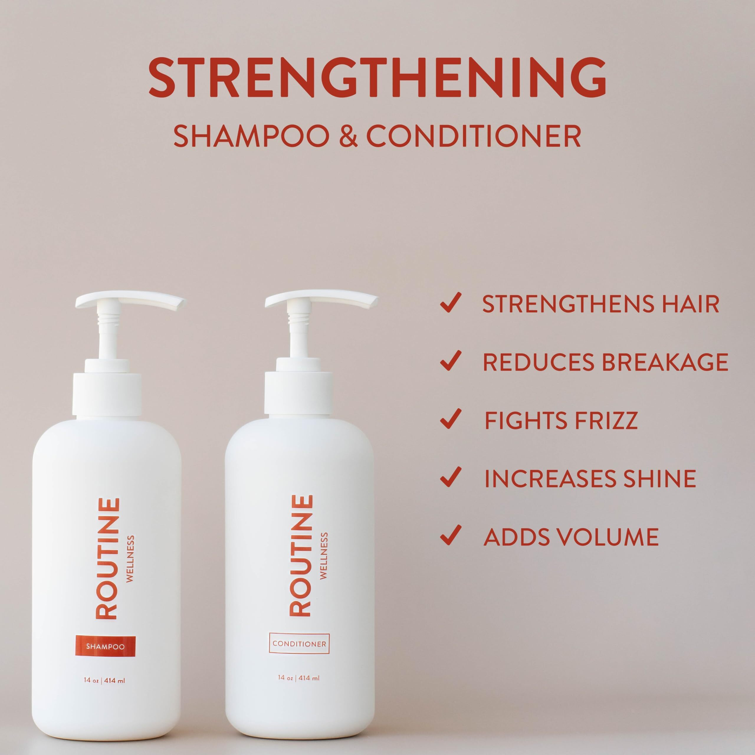 Routine Wellness Shampoo For Stronger Hair - Biotin | Vegan | Color Safe | Sulfate-Free | Clinically Tested | Nourishing Oils And Vitamins - Lavender & Cedar 14Oz