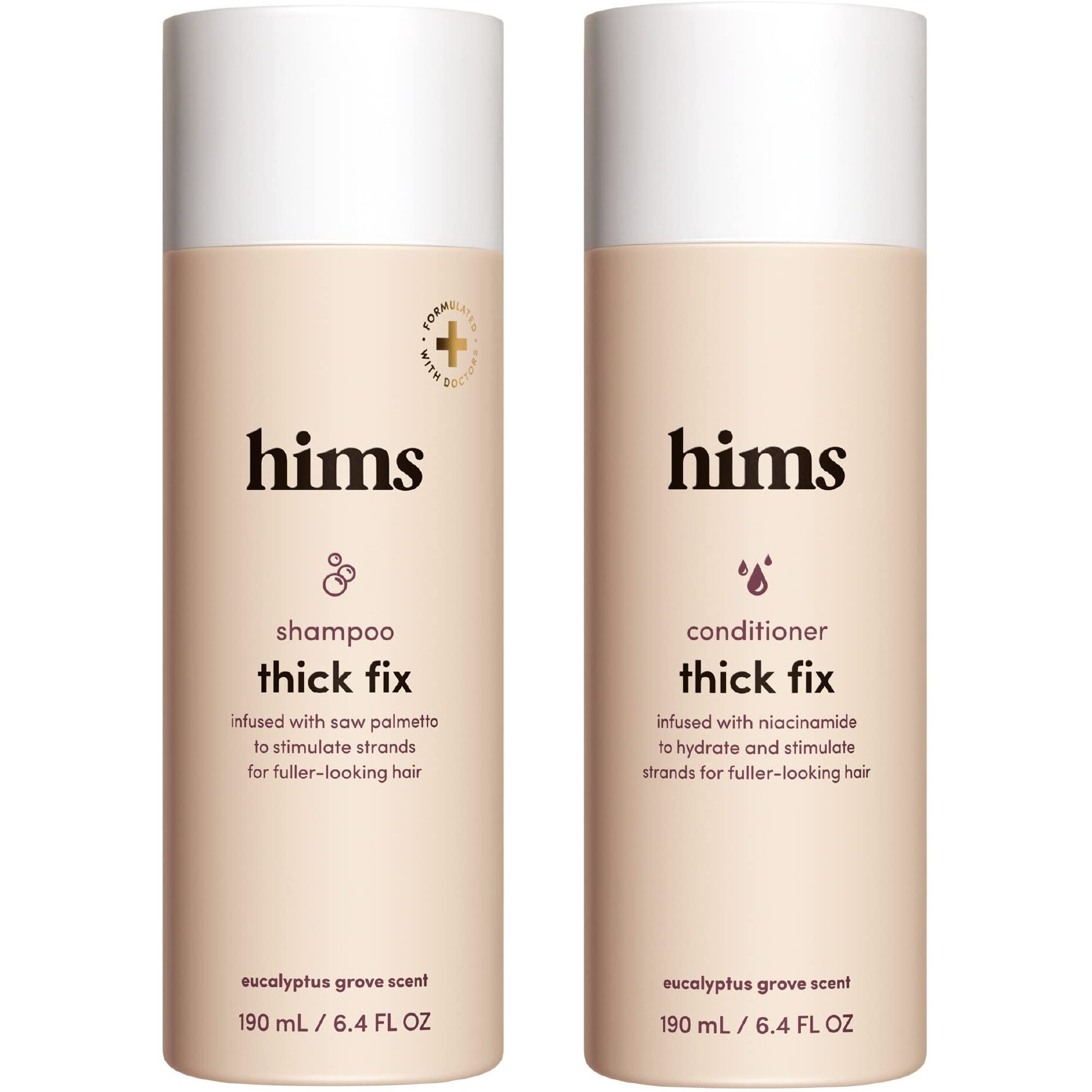Hims Thick Fix Shampoo And Conditioner Set For Men- Thickening  Moisturizing  Reduces Shedding- Color Safe Hair Loss Shampoo And Conditioner- 2 Pack  6.4Oz