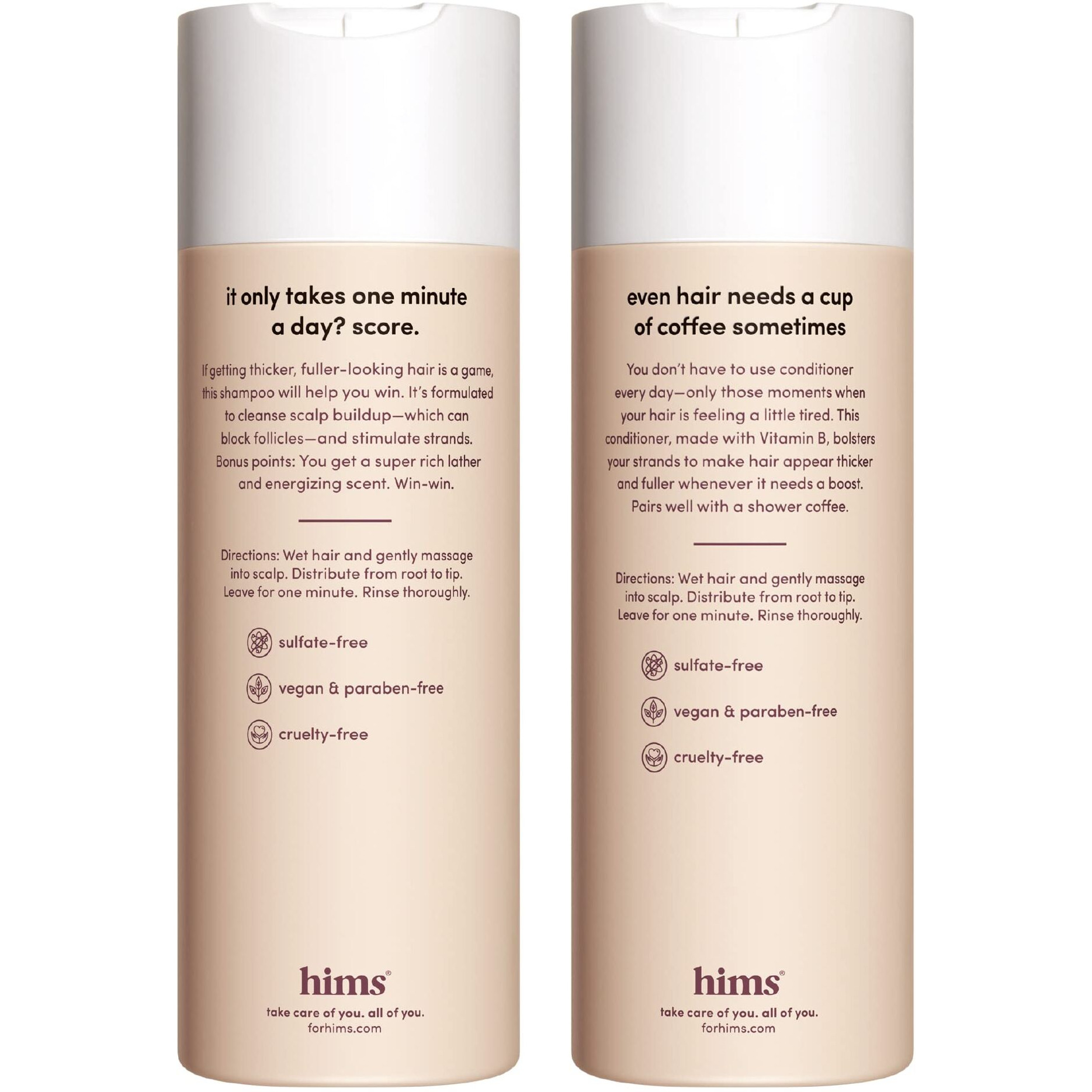Hims Thick Fix Shampoo And Conditioner Set For Men- Thickening  Moisturizing  Reduces Shedding- Color Safe Hair Loss Shampoo And Conditioner- 2 Pack  6.4Oz