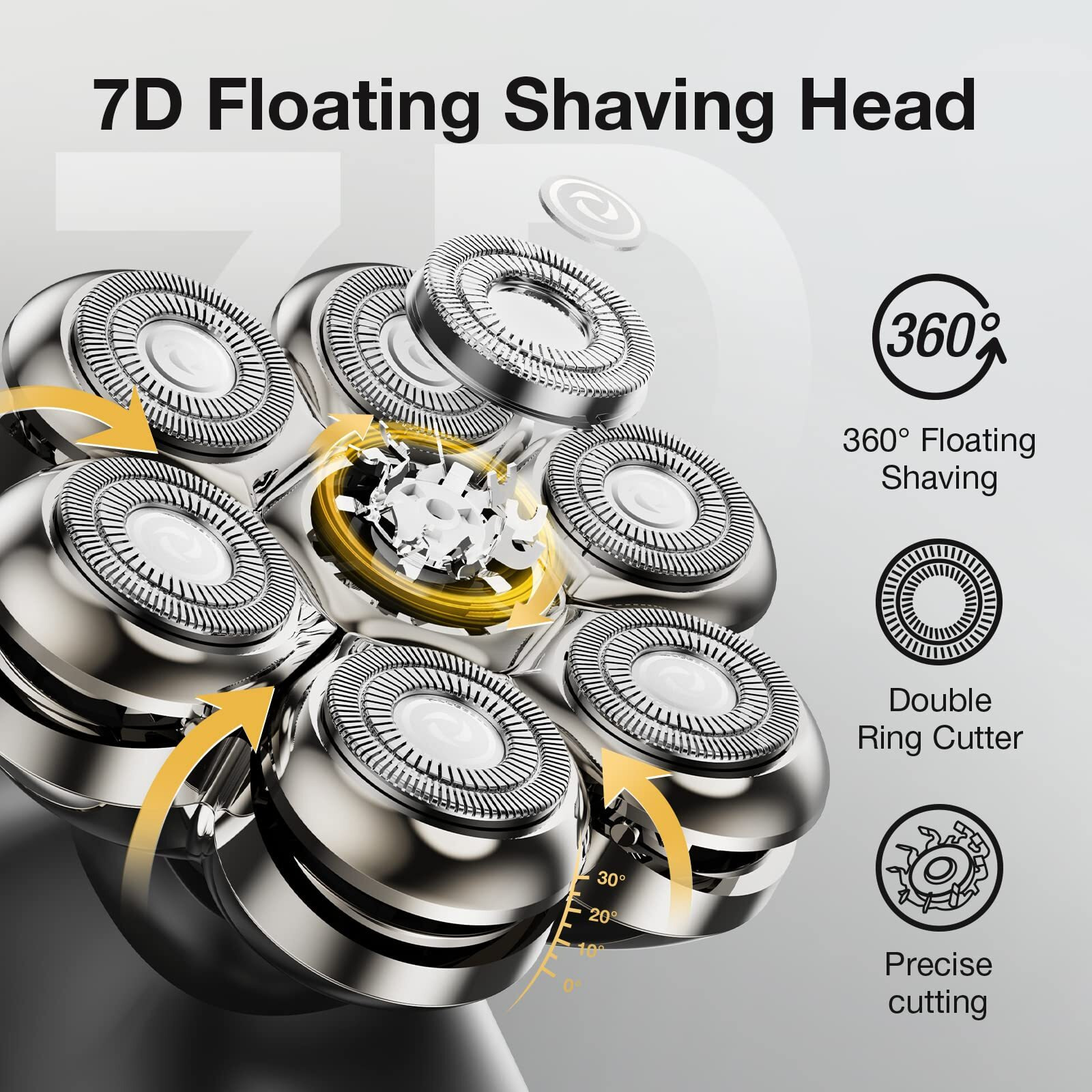 7 Blade Floating Replacement Shaving Head  Washable Shaver Blade Heads Replacement For Head Shaver  Wet & Dry Compatible For Rotary Shavers