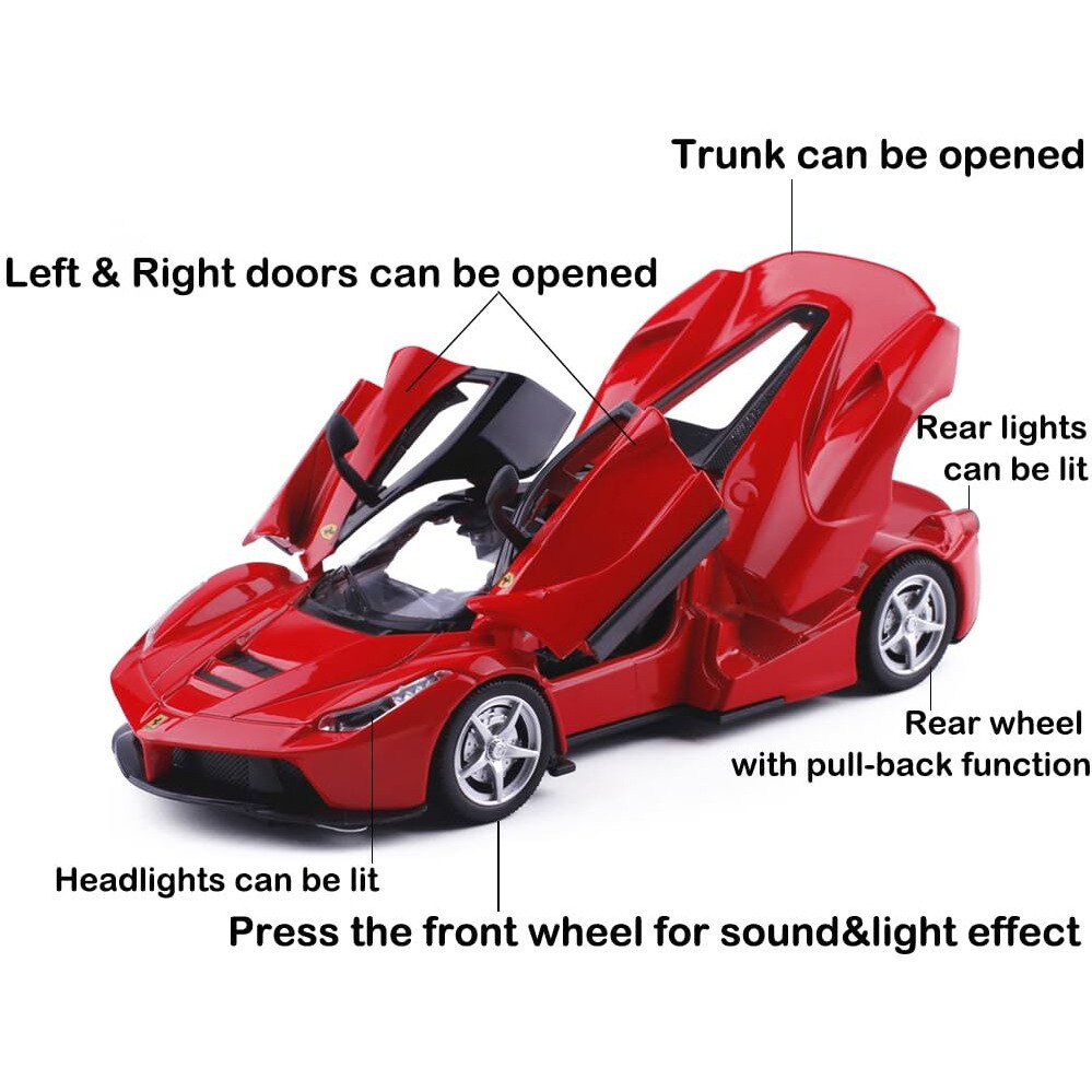 Alloy Collectible Red Ferrari Race Laferrari Pull Back Vehicles Diecast Cars Model With Lights And Sound