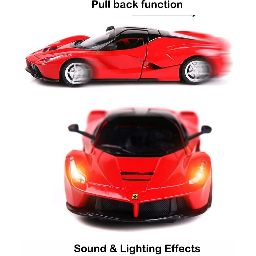 Alloy Collectible Red Ferrari Race Laferrari Pull Back Vehicles Diecast Cars Model With Lights And Sound