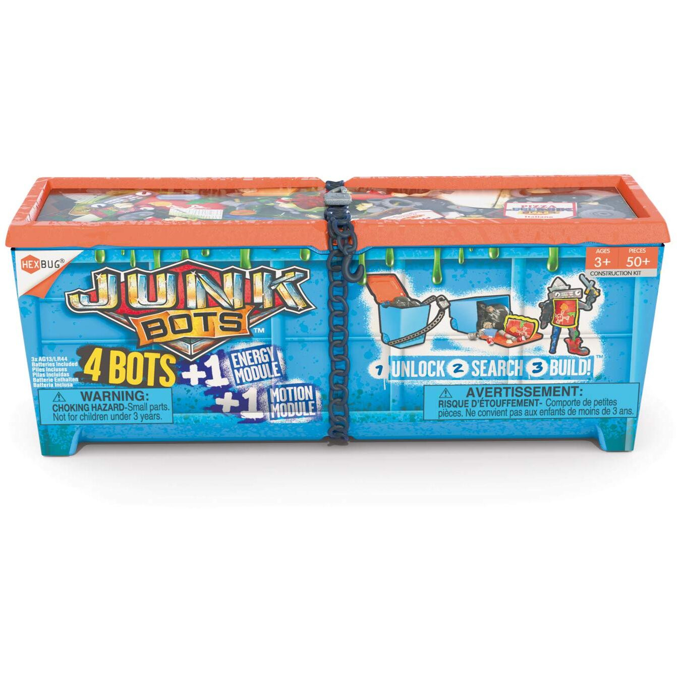 Hexbug Junkbots - Industrial Dumpster Assortment Kit - Surprise Toys In Every Box Lol With Boys And Girls - Alien Powered Toys For Kids - 50+ Pieces Of Action Construction Figures - For Ages 5 And Up