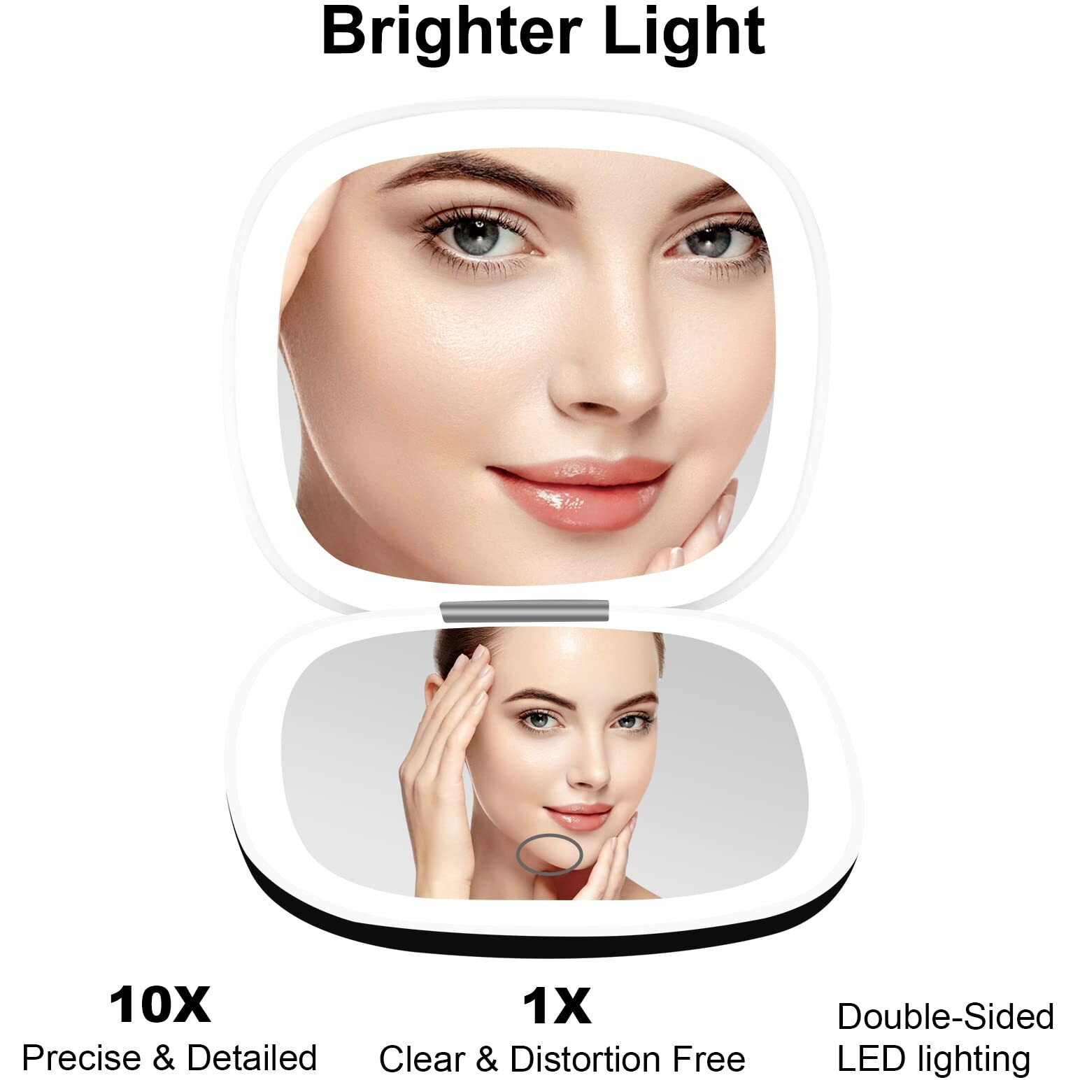 Deweisn Compact Mirror  Lighted Travel Makeup Mirror With 1X/10X Magnifying Double Sided Dimmable Portable Pocket Mirror For Handbag  Usb Charging(Black)