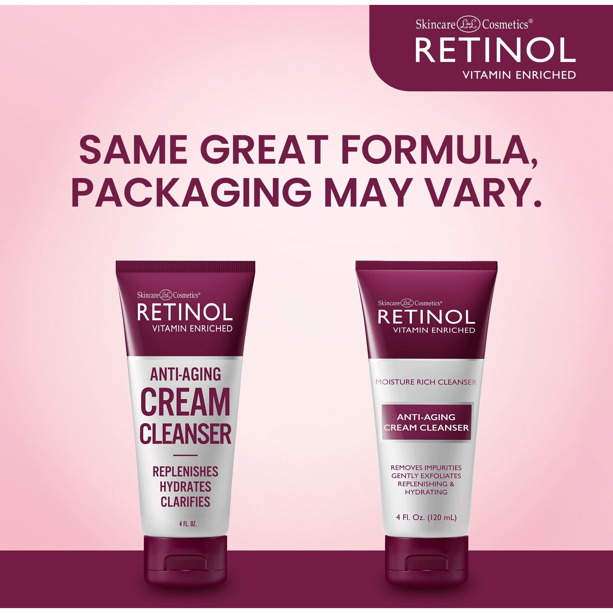 Retinol Anti-Aging Cream Cleanser - Daily Deep Cleansing Facial Wash Exfoliates To Improve Skins Texture & Moisturizes For Cleaner  Softer Face - Renewing Vitamin A Minimizes Fine Lines & Wrinkles