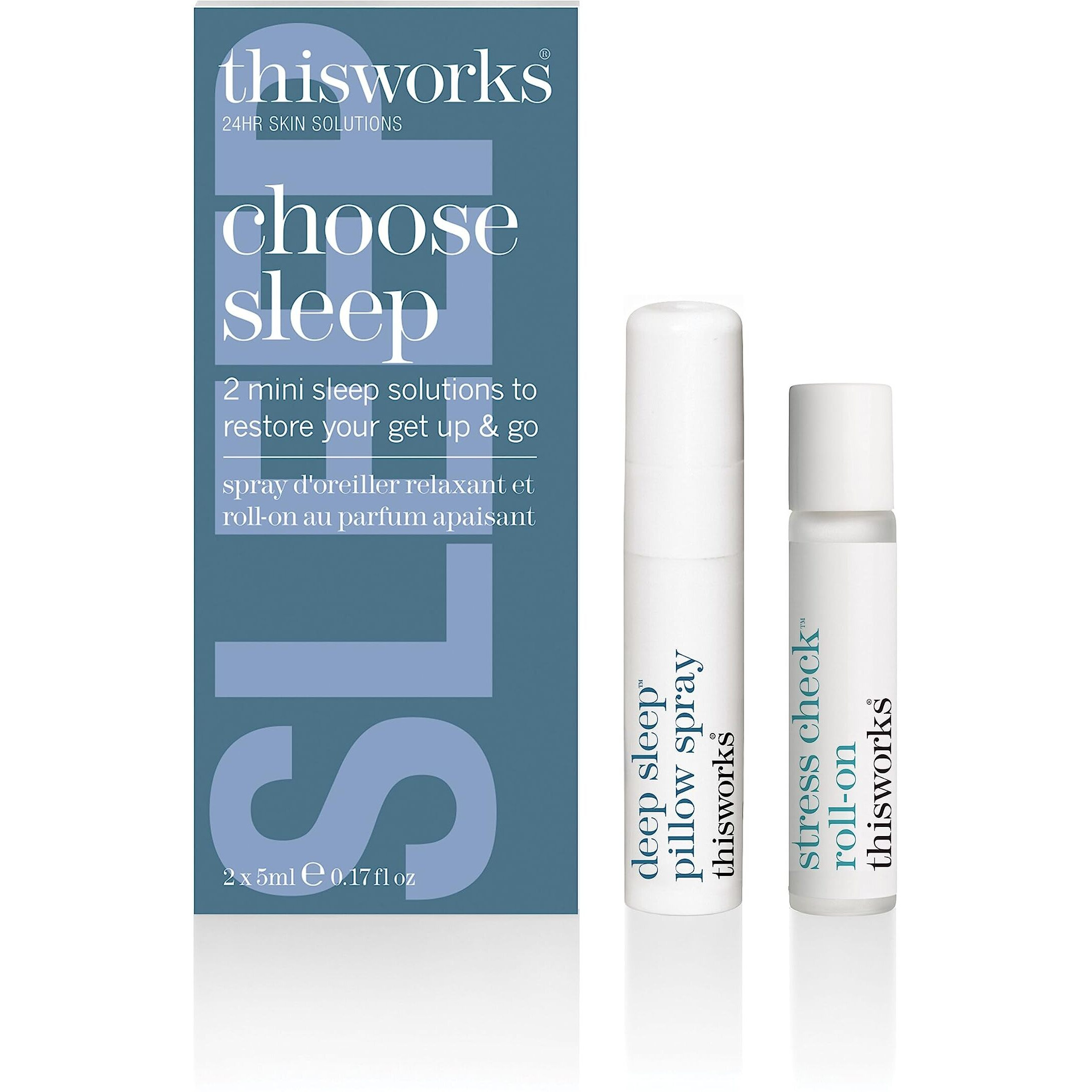 Thisworks Choose Sleep Travel Kit  The Deep Sleep Pillow Mini Spray And Aromatherapeutic Roller Ball Infused With Eucalyptus  Frankincense & Lavender Essential Oils  2X5Ml