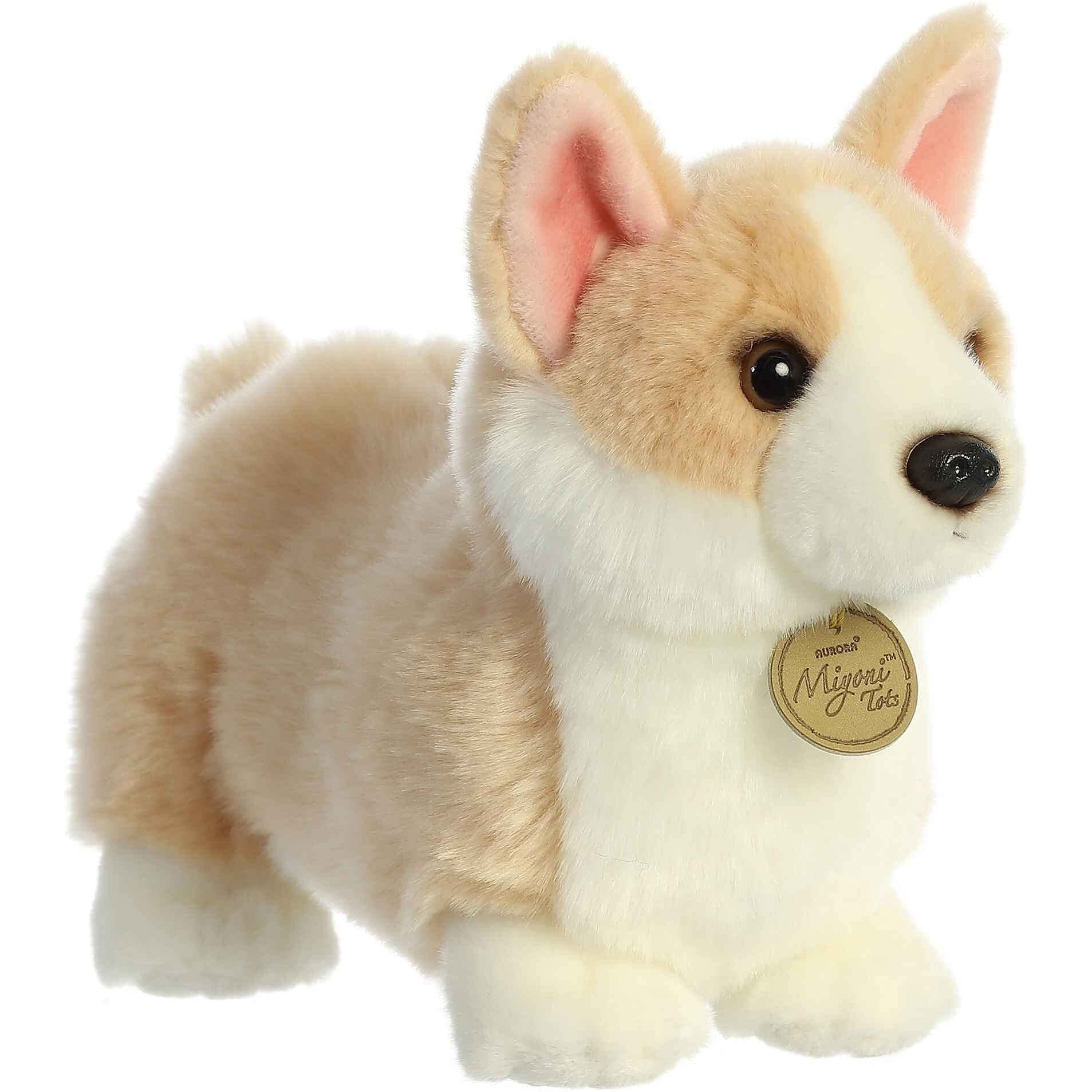 Aurora Adorable Miyoni Tots Pembroke Welsh Corgi Pup Stuffed Animal - Lifelike Detail - Cherished Companionship - Brown 9.5 Inches