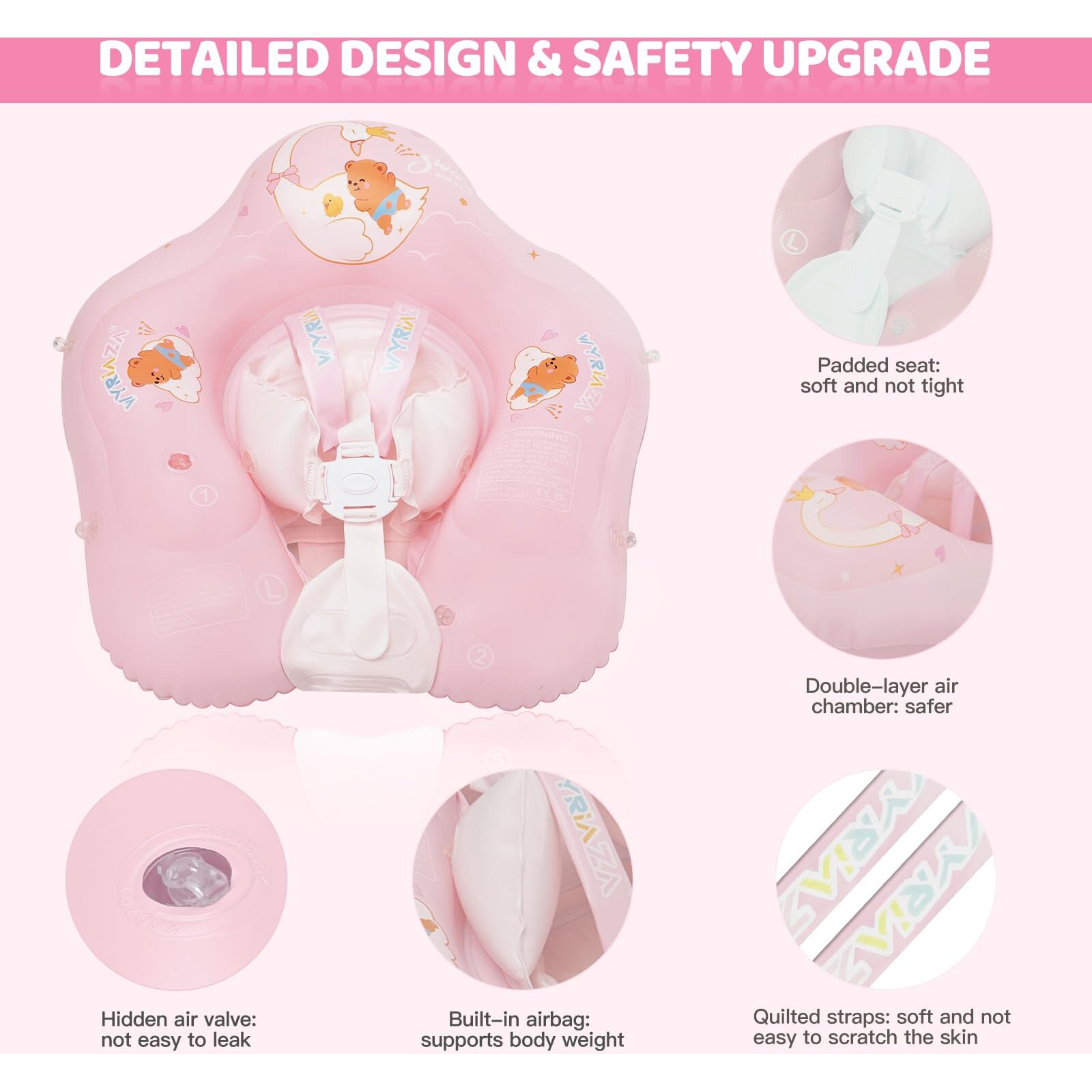 Loowarts Baby Float With Canopy Infant Pool Float With Safety Seat Baby Swimming Float & Swim Float & Water Float Upf50+ Uv Protection For Toddler From 3 To 12 Months.