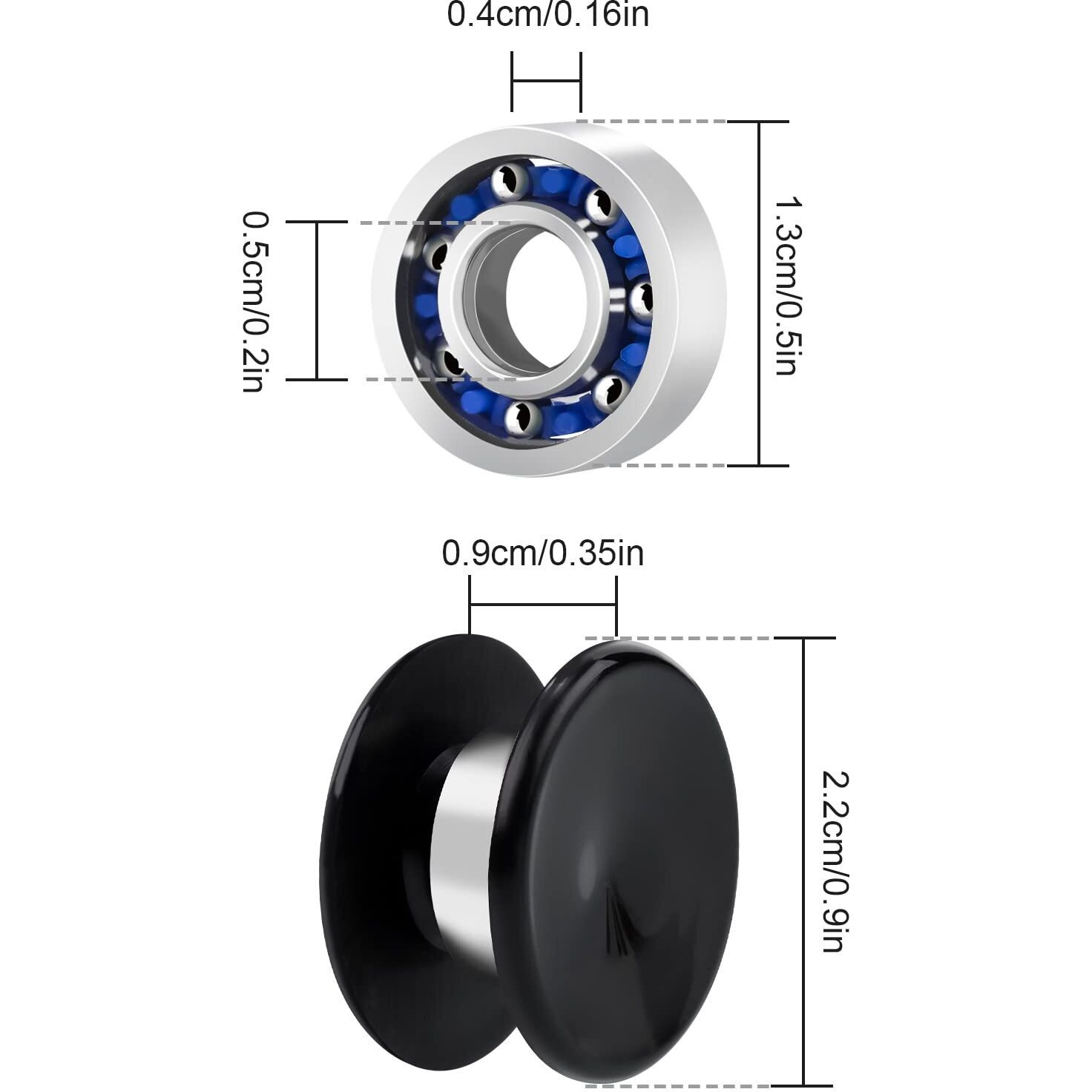 20 Pack Fidget Spinner Bearing And Cap Replacement Set  Chrome Steel Bearing Balls  High Speed 13Mmx7Mmx4Mm Bearings Single Sealed Small Bearings For Fidget Spinner