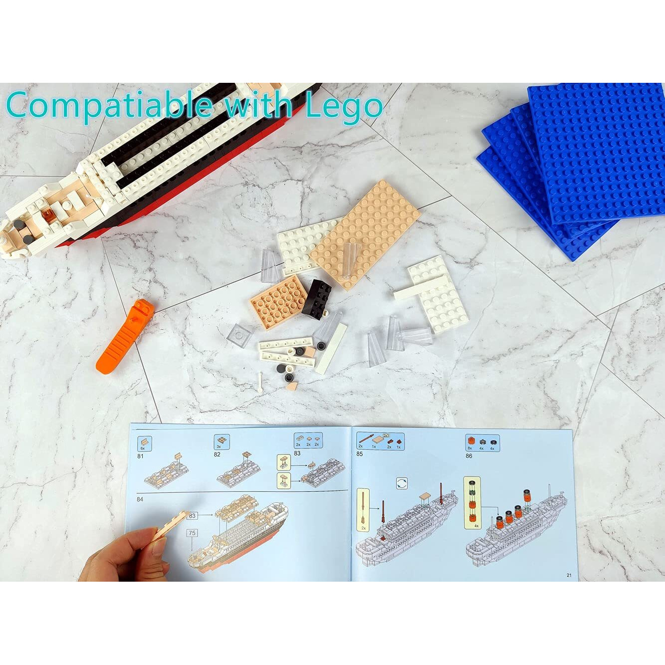 Onenext Rms Titanic Model Large Building Block Set 548Pcs 100% Compatible Diy Educational Toys 3D Puzzle Gift For Adults And Kids