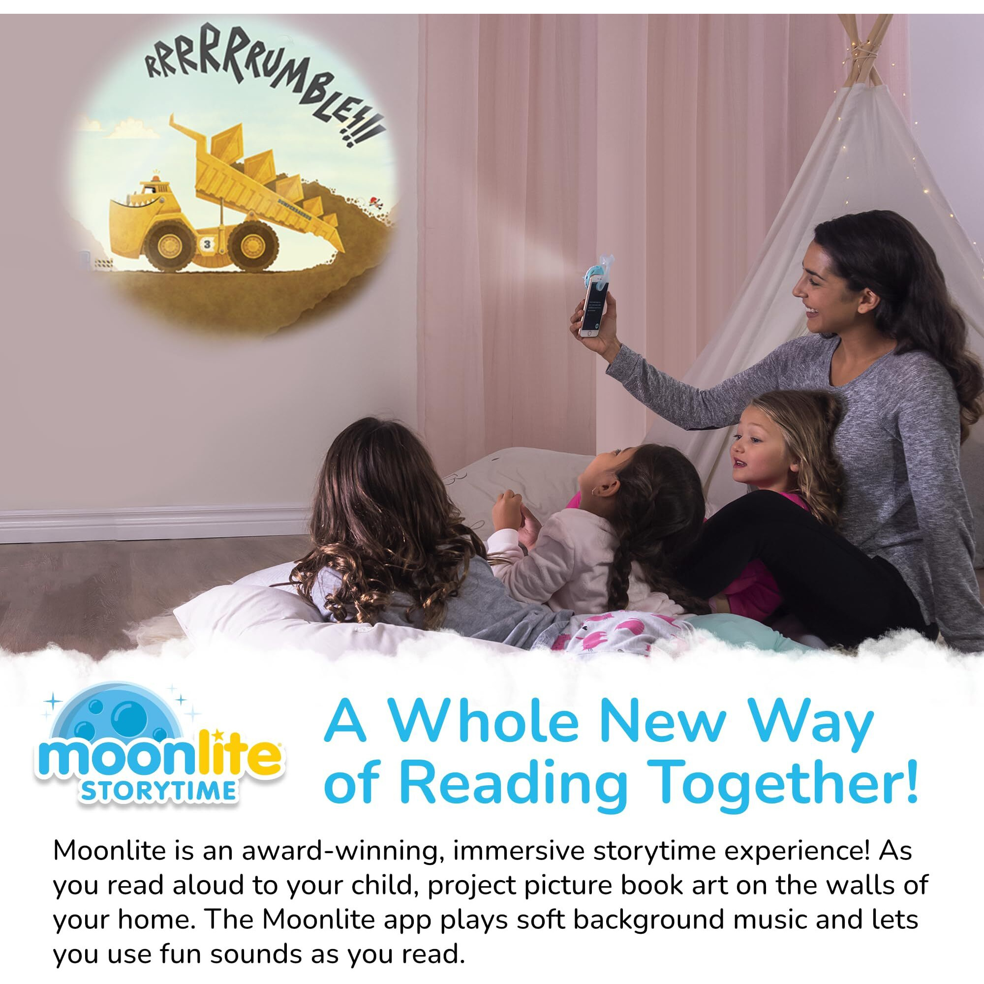 Moonlite Storytime Mini Projector With 4 Classic Stories  A Magical Way To Read  Digital Storybooks  Corduroy  Llama Llama  Diggersaurs  And The Little Engine That Could