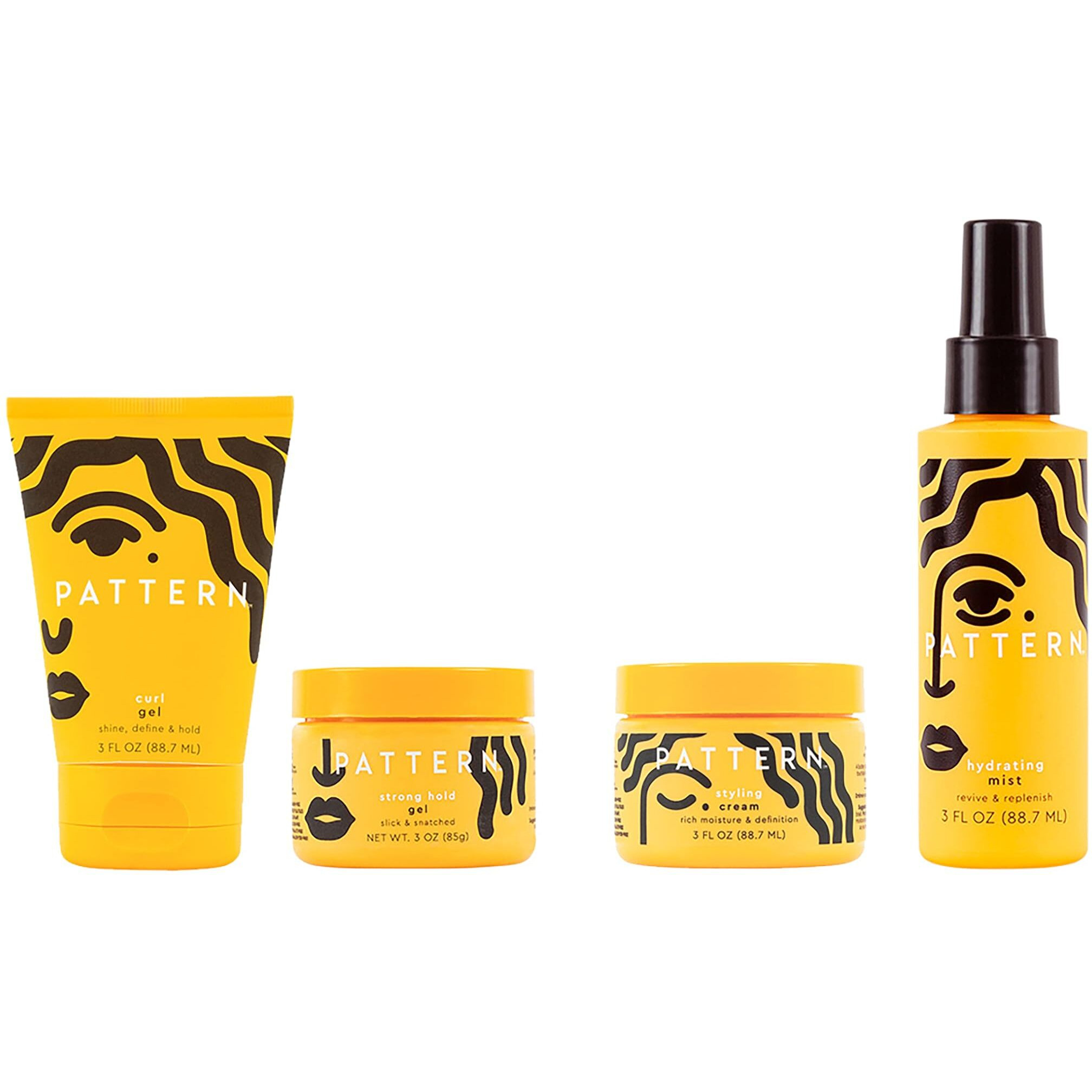 Pattern Beauty Mini Stylers Kit For Curly  Coily & Tight Textured Hair - Includes Hydrating Mist  Curl Gel  Styling Cream & Strong Hold Gel