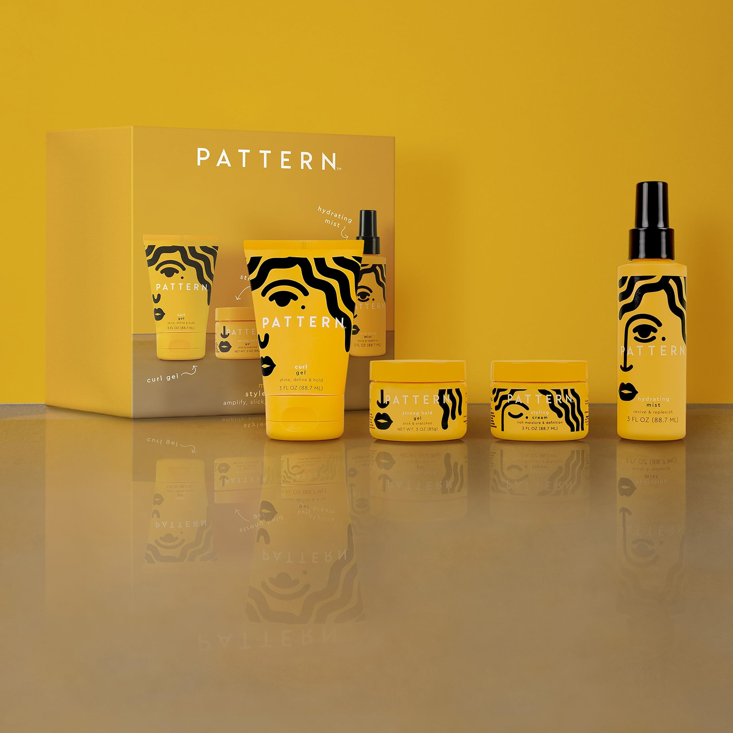 Pattern Beauty Mini Stylers Kit For Curly  Coily & Tight Textured Hair - Includes Hydrating Mist  Curl Gel  Styling Cream & Strong Hold Gel