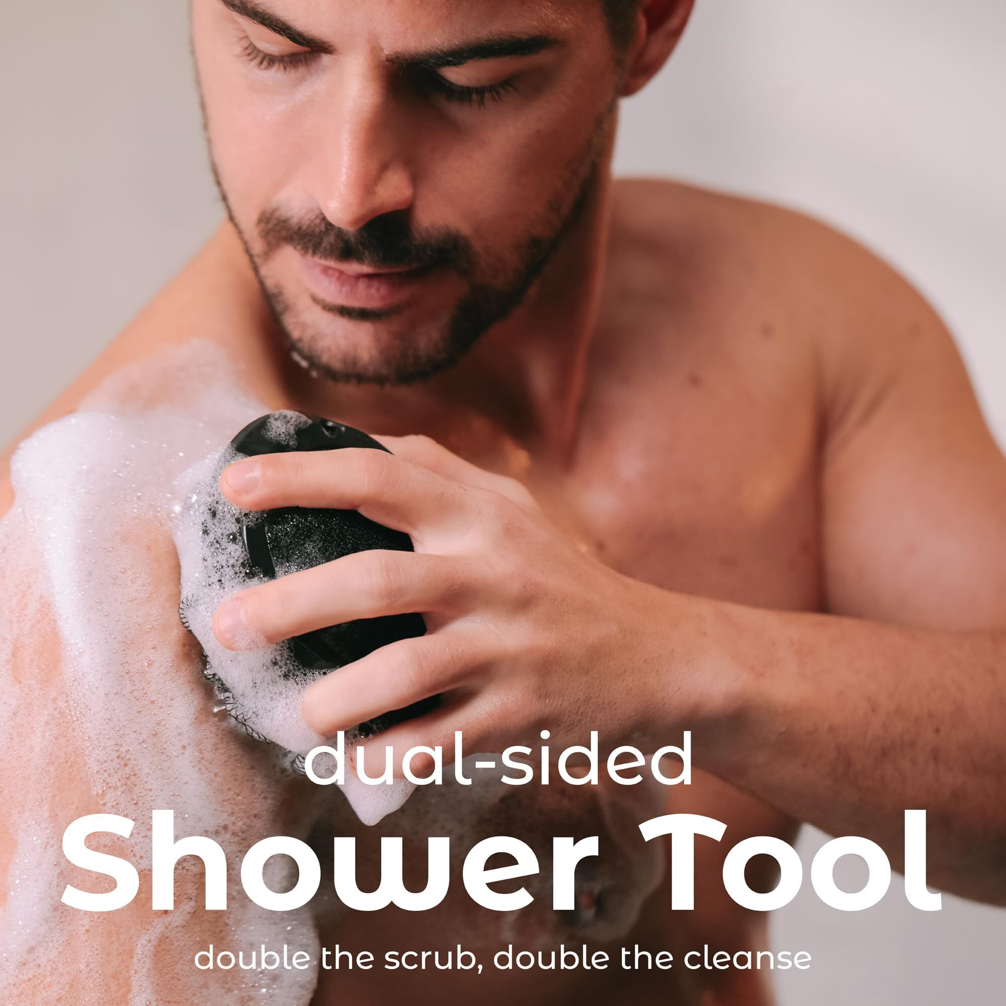 Mainbasics Shower Tool Duo 2-1 Shower Loofah Sponge And Exfoliating Body Scrubber (2 Pack)