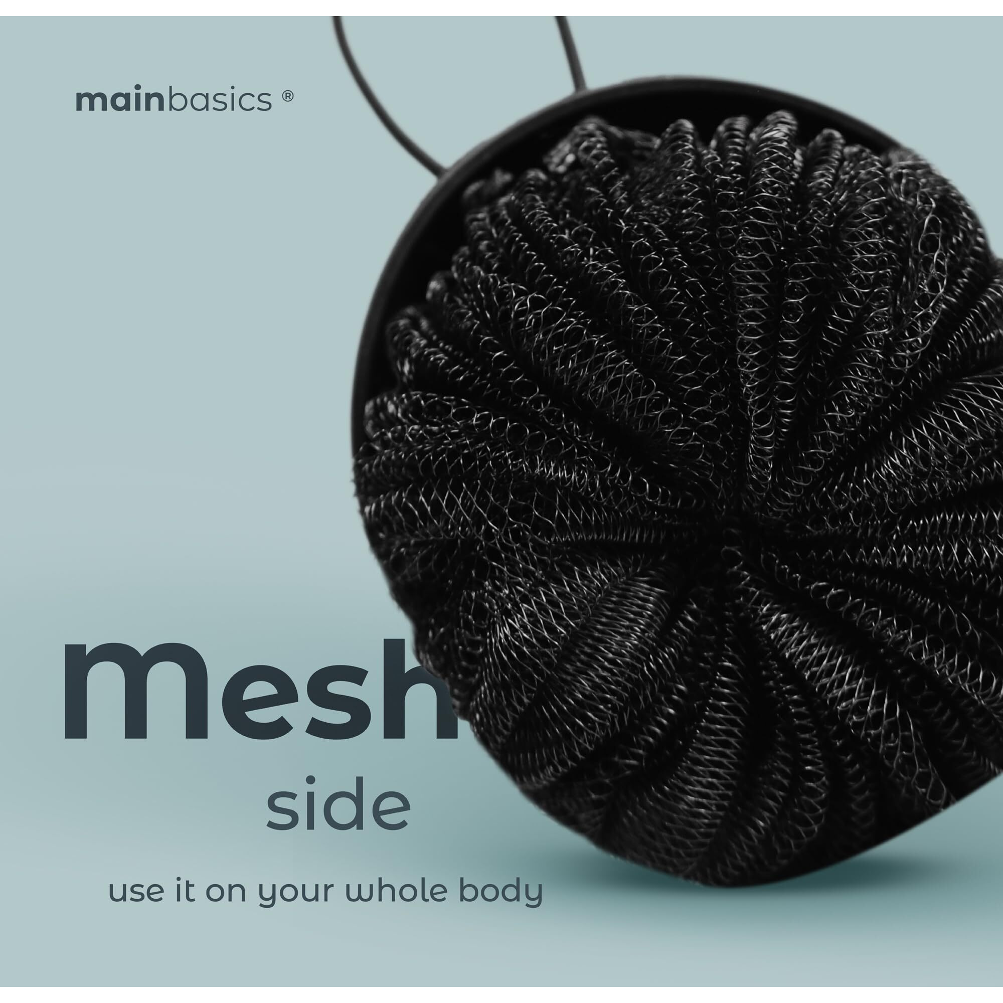 Mainbasics Shower Tool Duo 2-1 Shower Loofah Sponge And Exfoliating Body Scrubber (2 Pack)