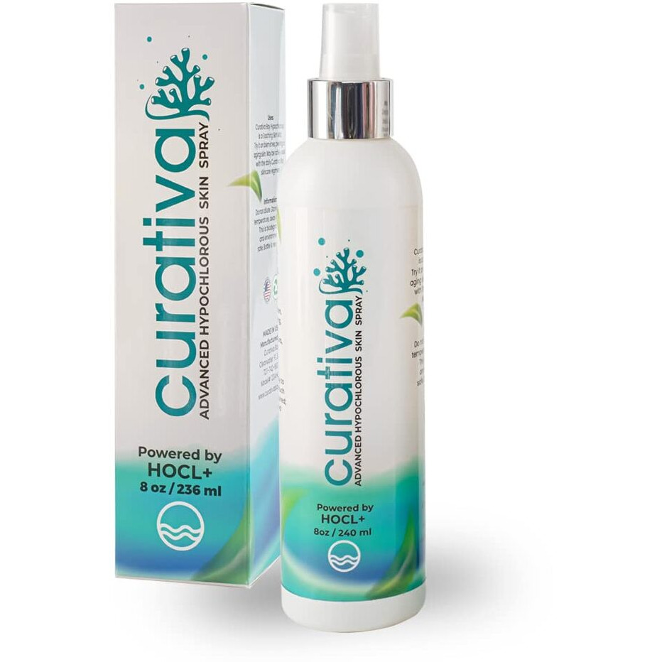 Curativa Bay .02% Hypochlorous Skin Spray  Clear Skin  Most Effective For Total Skin Health And The Base For All Skin Care. 100% Organic  Made In Usa  Produces Great Results 8 Oz.