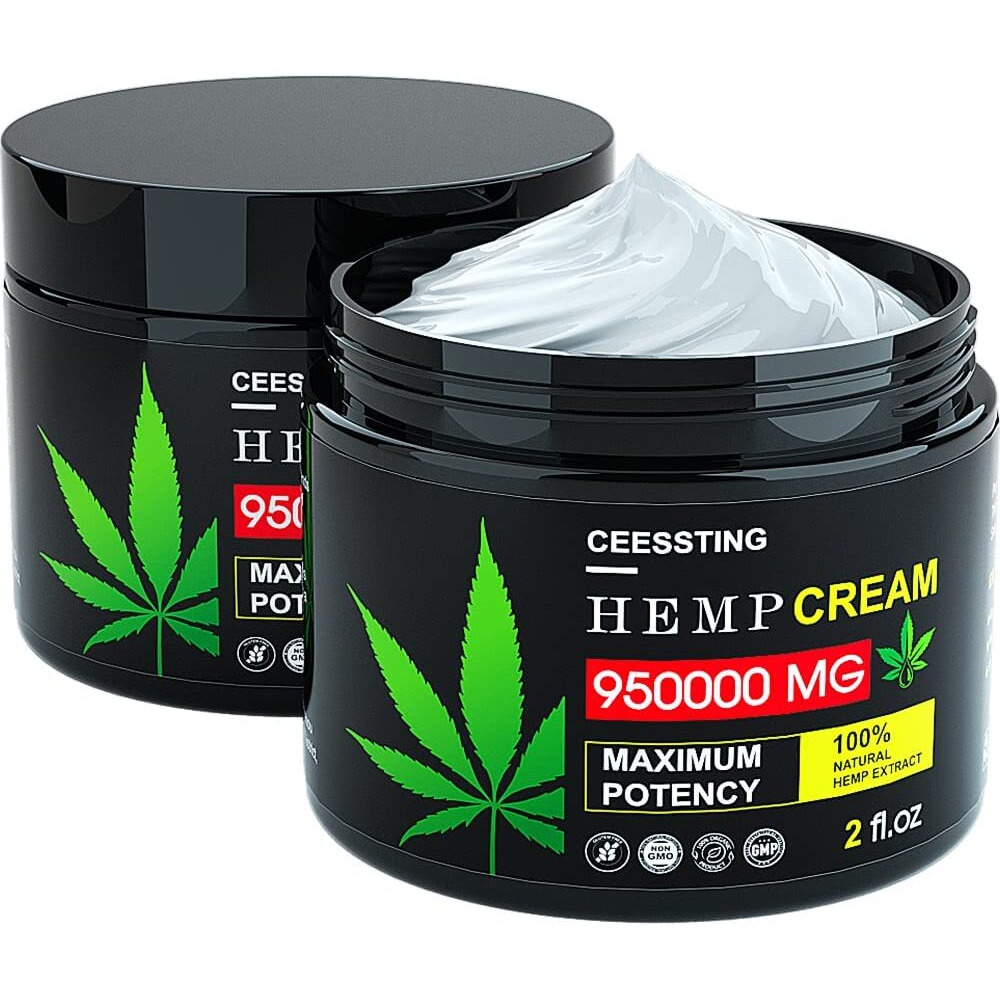 Envisha 2 Pack Hemp Cream By Ceessting - For Men And Women - Hydrating And Moisturizing For Skin - 4 Oz