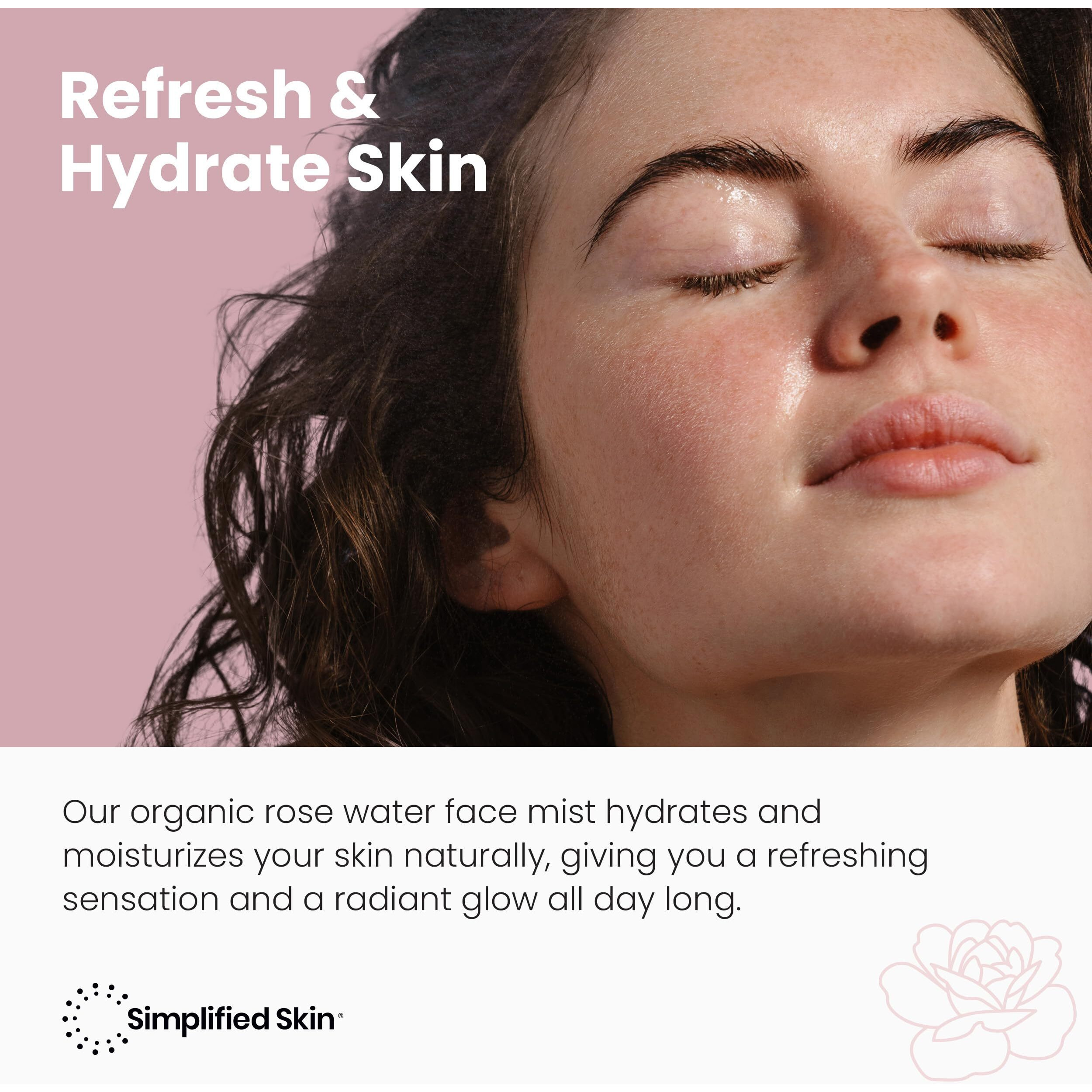 Rose Water Spray For Face & Organic Rose Water For Hair - Usda Certified Rosewater Facial Toner - Alcohol-Free Makeup Setting Hydrating Face Mist - Anti-Aging Bulgarian Rose Water Toner Spray - 4 Oz