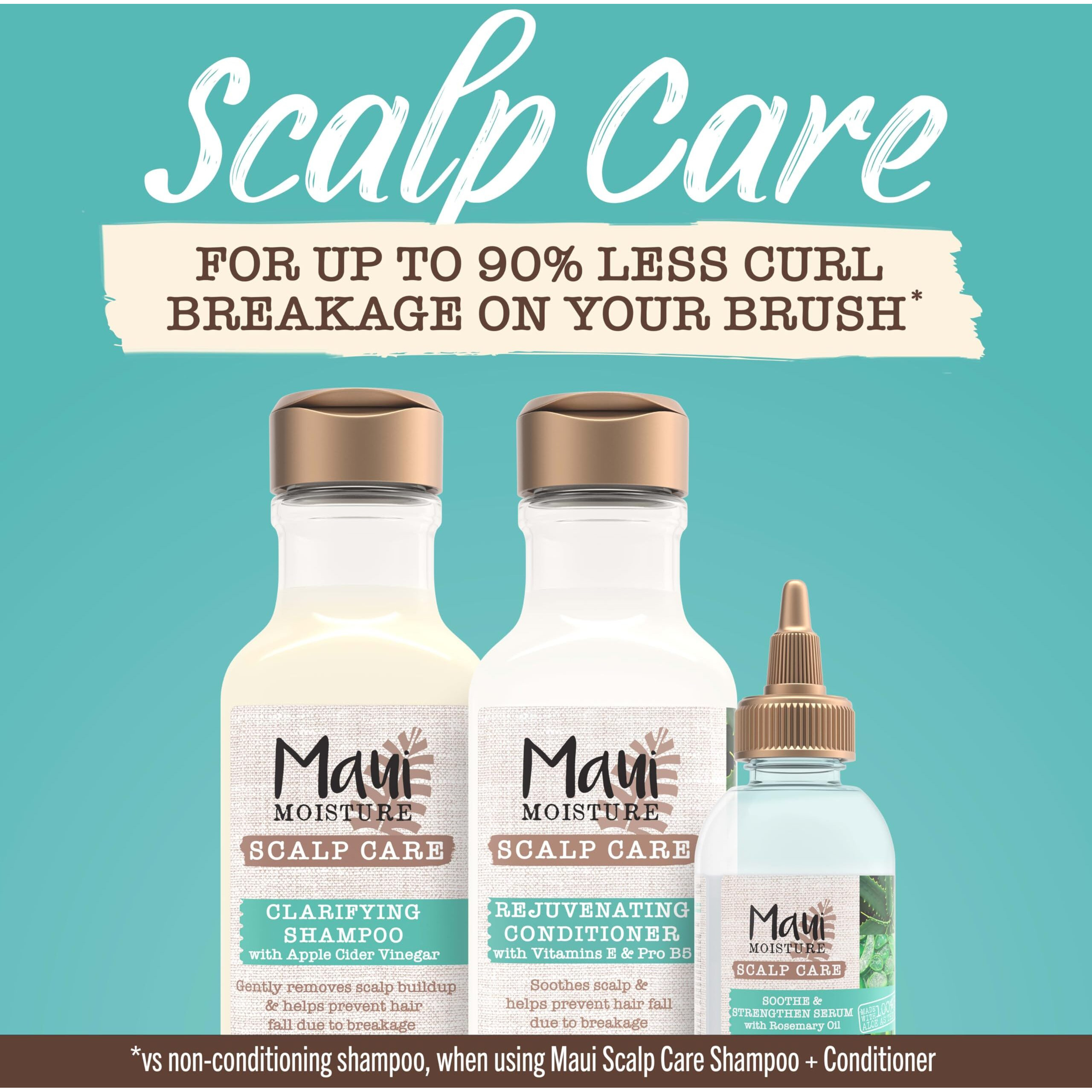 Maui Moisture Scalp Care Clarifying Shampoo  Apple Cider Vinegar Curly Hair Shampoo Moisturizes & Removes Scalp Build-Up  Sulfate-Free Surfactants  13 Fl. Oz