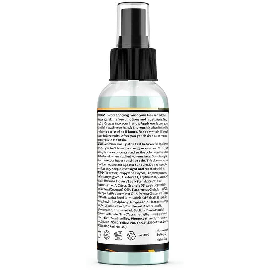 Bro Glo Self Tanner For The Boys - Quick Application Foam Mousse - Easy Sunless Tan For Your Face - Oil Free Water Based For Faster Skin Drying - Natural Sun Kissed Bronze Color Perfect For Men - Beach And Pool Not Required 3.4 Fl Oz