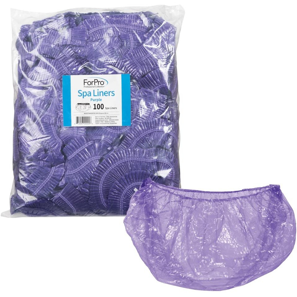 Forpro Professional Collection Spa Liners  Fit All Pedicure Spas  Disposable Pedicure Liners  Purple  100-Count