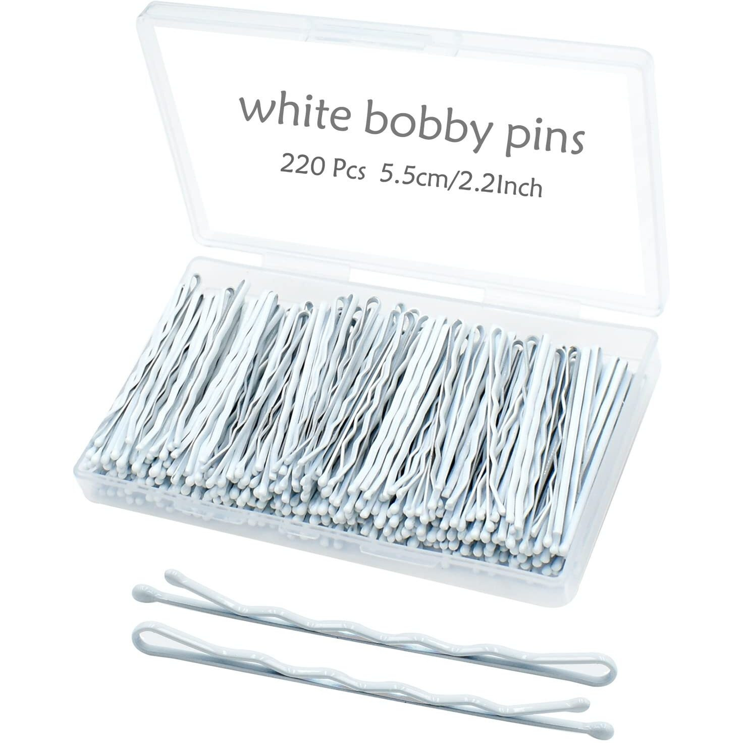 White Bobby Pins For Hair  Yingfeng 220 Count 2.2 Inch Wavy Style White Hair Pins For Women  White Hair Clips Bulk With Storage Box  Hairpins Perfect For Gray Or White Haired Ladies
