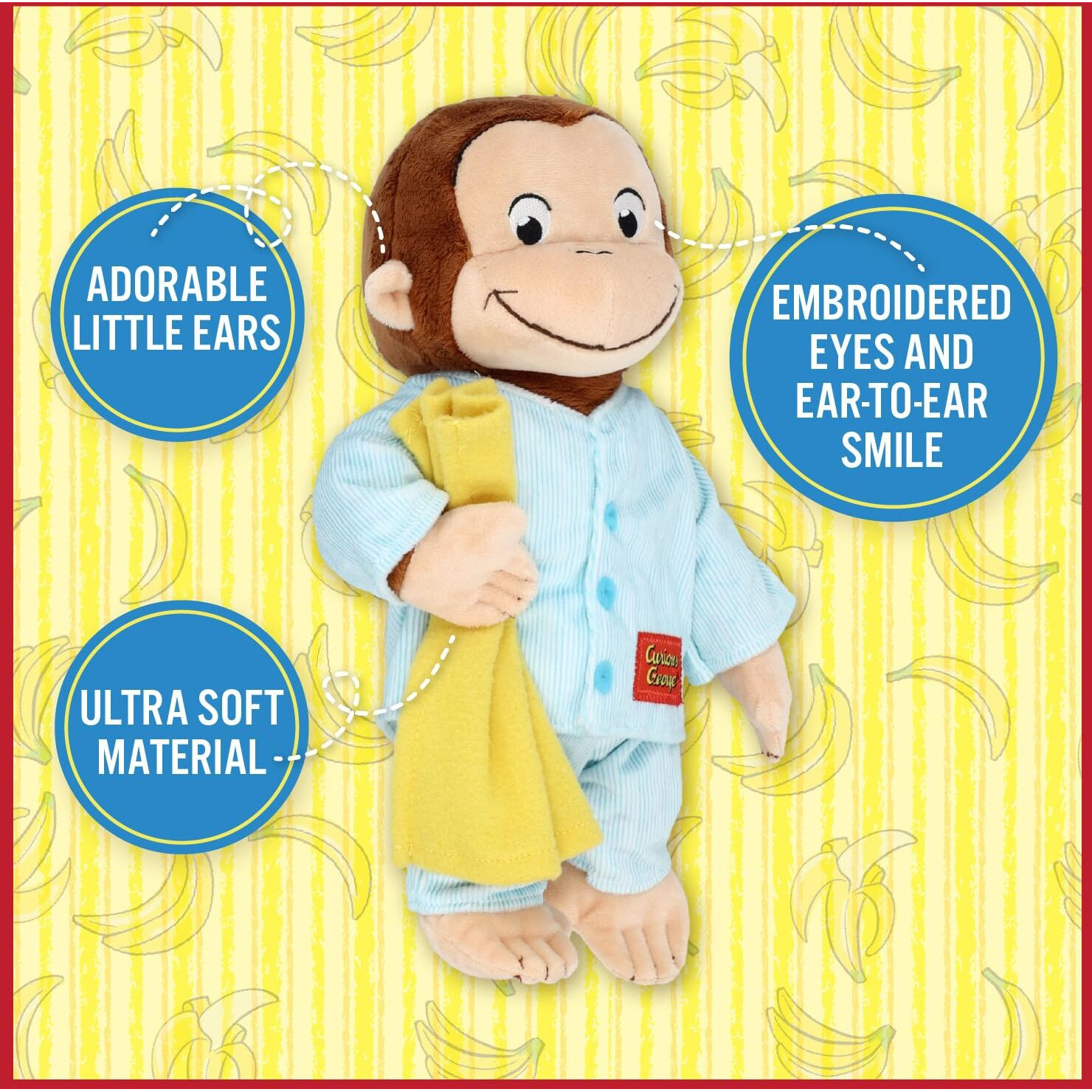 Kids Preferred Curious George In Pajamas Monkey Stuffed Animal Plush Toys Soft Cute Cuddle Plushie Gifts For Baby And Toddler Boys And Girls - 12"" Stuffed Animal