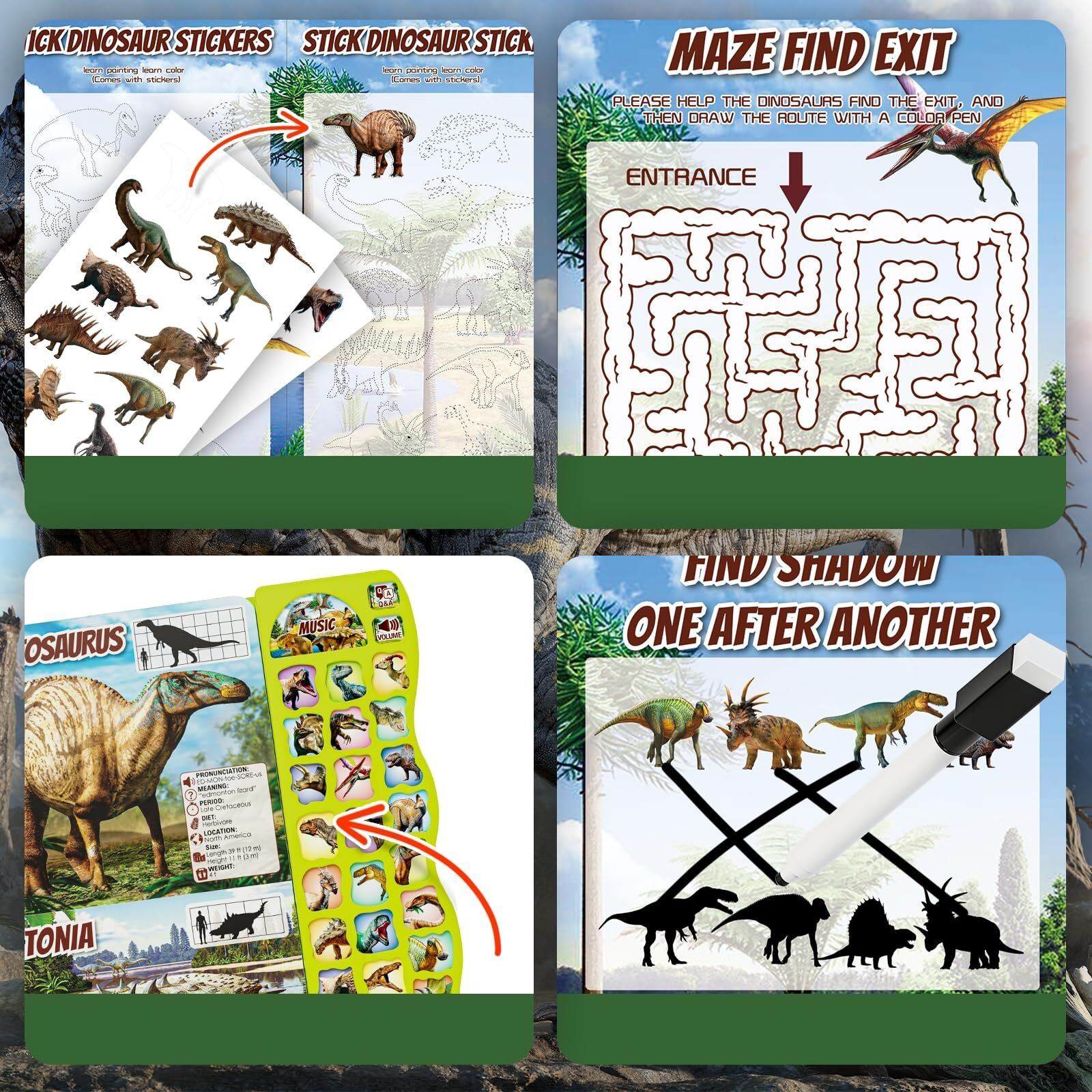 Dinosaur Toys For Kids 3-5 Dinosaur Book With Sounds 30 Species Names & Realistic Sounds Interactive Dinosaur Toys For Boys Girls Kids 2 3 4 5 6 7 Year Old Dinosaur Toys For Kids Gifts