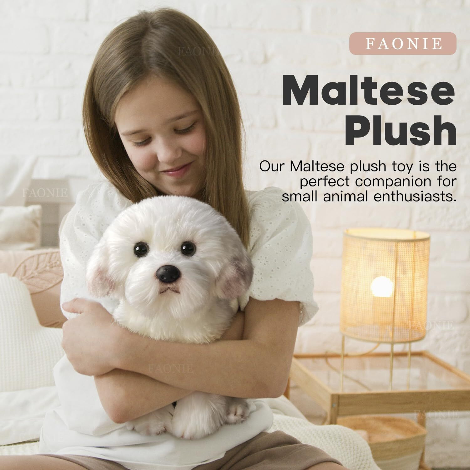 Maltese Stuffed Animal  Realistic Dog Plush  Lifelike Stuffed Animal Companion Pet  Fluffy Stuffed Puppy Dog Toys For Gift (Large)