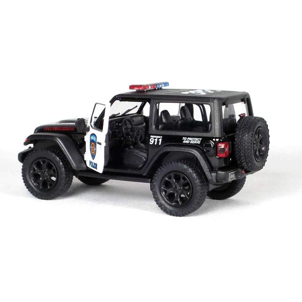 Kinsmart 5"" Die-Cast 2018 Jeep Wrangler Rubicon Police Edition (Black/White)