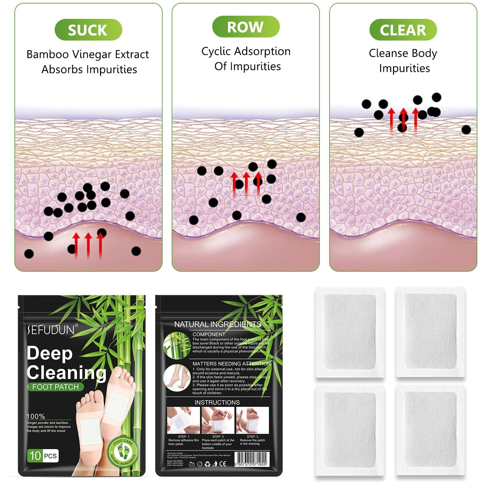 30Pcs Deep Cleansing Foot Pads  Adhesive Sheets For Foot And Body Care Better  Natural Ginger Powder Bamboo Vinegar Foot Patches For Pain Relief  Relieve Stress  Relaxation