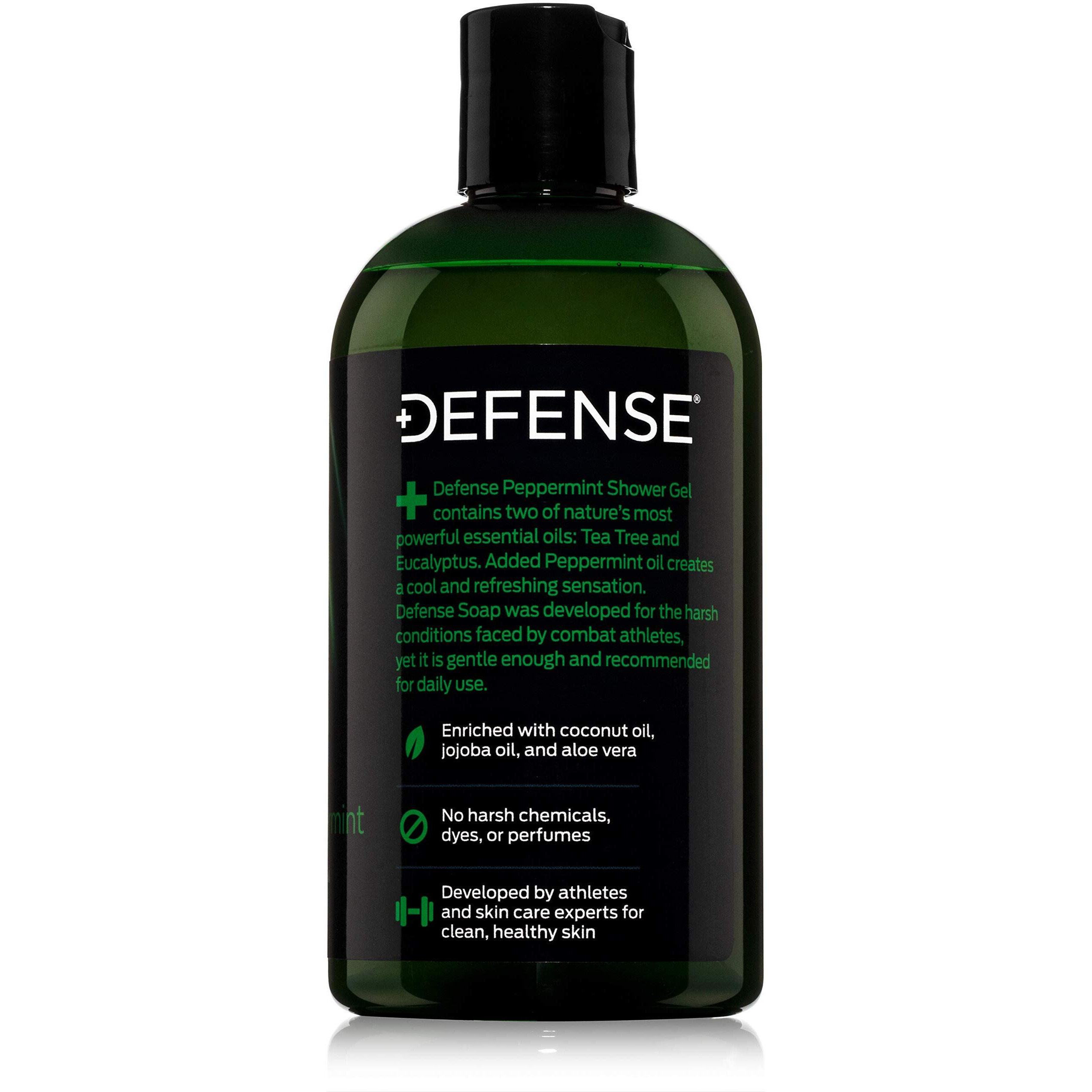 Defense Soap Organic Peppermint Body Wash | All Natural Mint Shower Gel With Tea Tree Oil  Eucalyptus Oil. Wrestling Inspired  For All Mens & Womens Skin Types. 12 Oz (Pack Of 2)