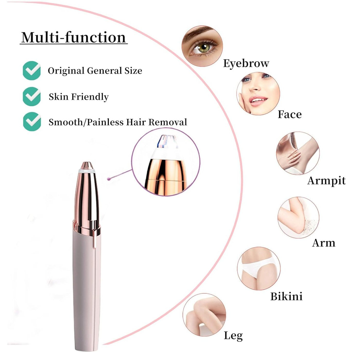 Eyebrow Hair Remover Replacement Heads For Finishing Touch Flawless Facial Hair Remover Painless Replacement Blades For Flawless Brows Hair Removal With Cleaning Brush As Seen On Tv(4 Count).