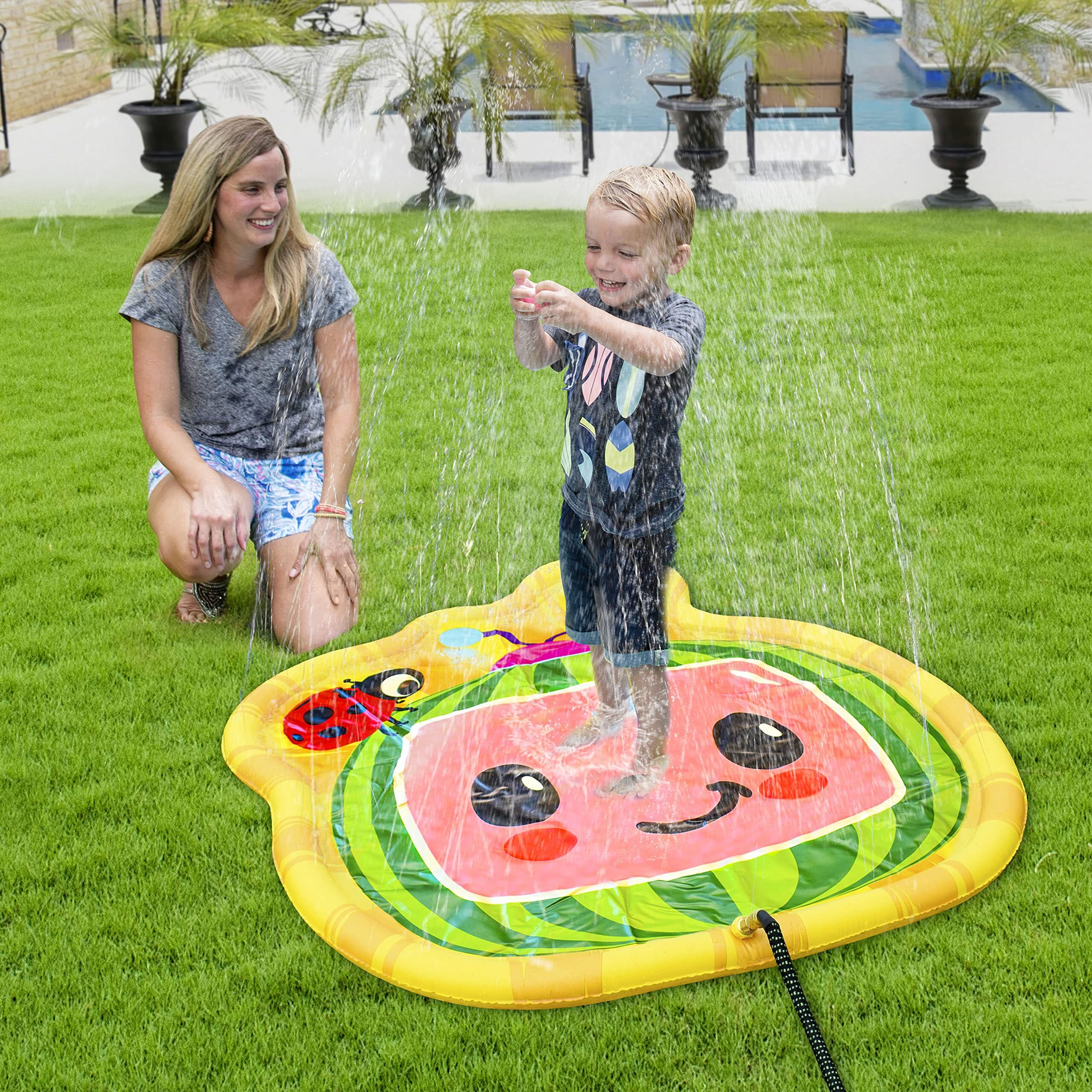 Cocomelon Splash Pad  Outdoor Play Mat  Sprinkler For Kids And Baby Pool For Learning  Toddler Sprinkler Pool  48"" Outside Water Toys  Outdoor Laymat For Babies And Toddlers