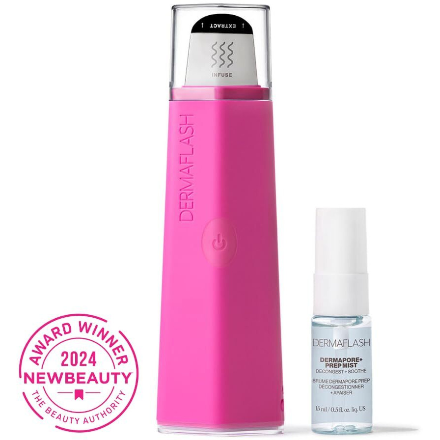 Dermaflash Dermapore+ Ultrasonic 2-In-1 Pore Extractor And Serum Infuser  Pop Pink