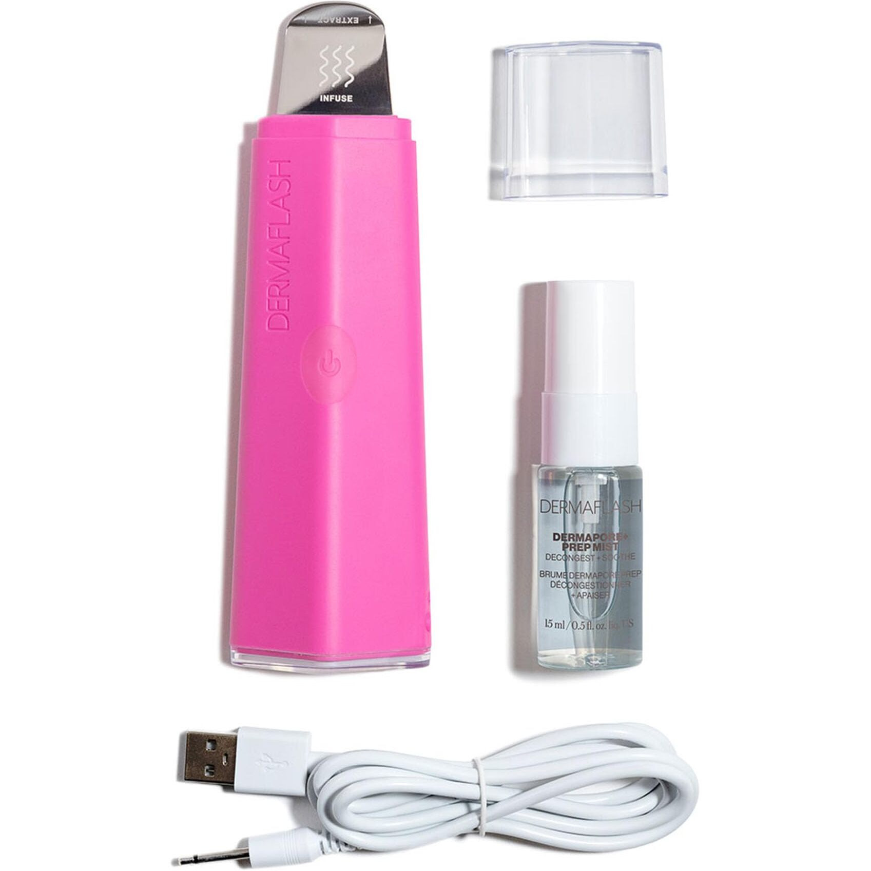 Dermaflash Dermapore+ Ultrasonic 2-In-1 Pore Extractor And Serum Infuser  Pop Pink