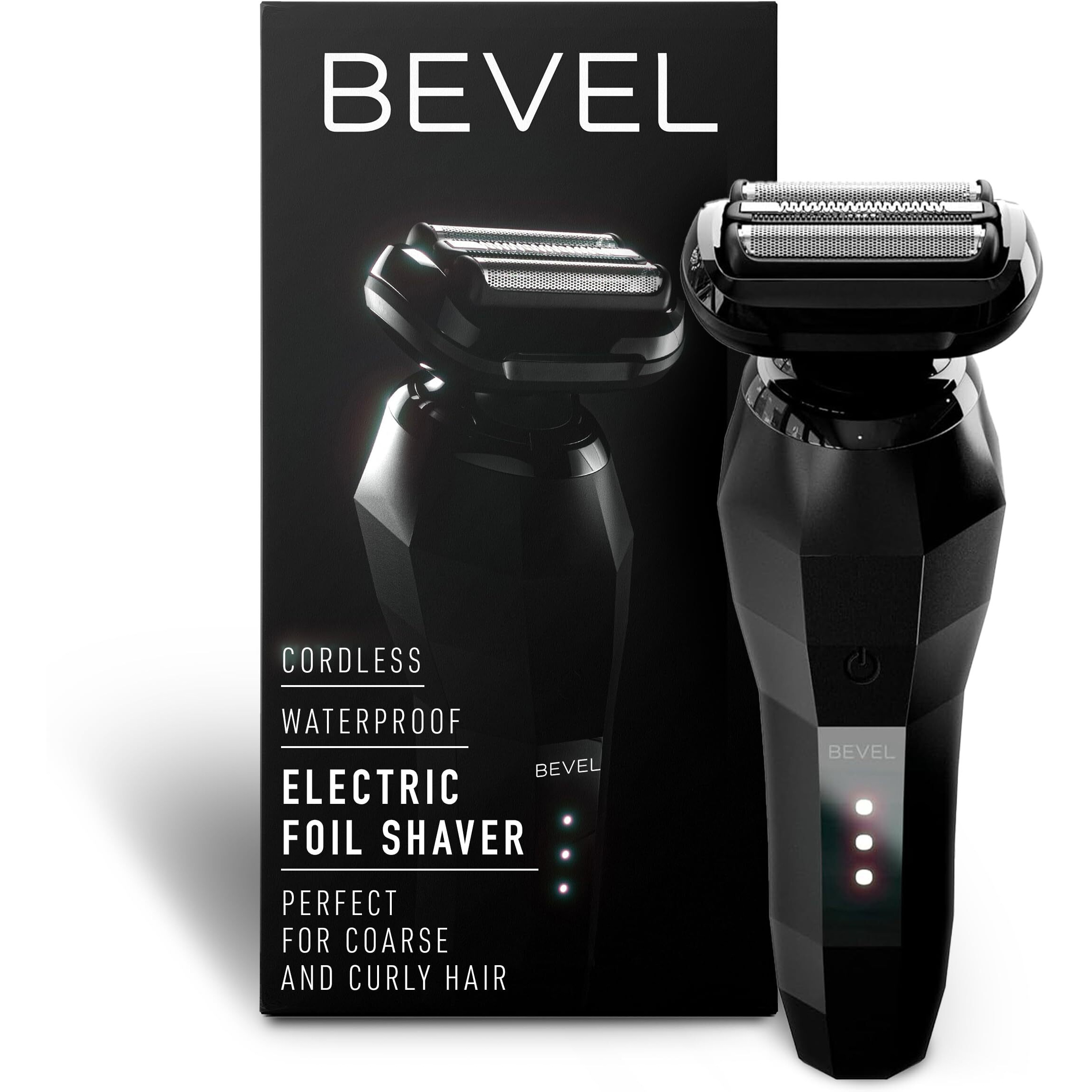 Bevel Electric Shaver For Men  Electric Foil Shaver  Wet And Dry Electric Razor  Waterproof  Fast Charging  Cordless Rechargeable  Black