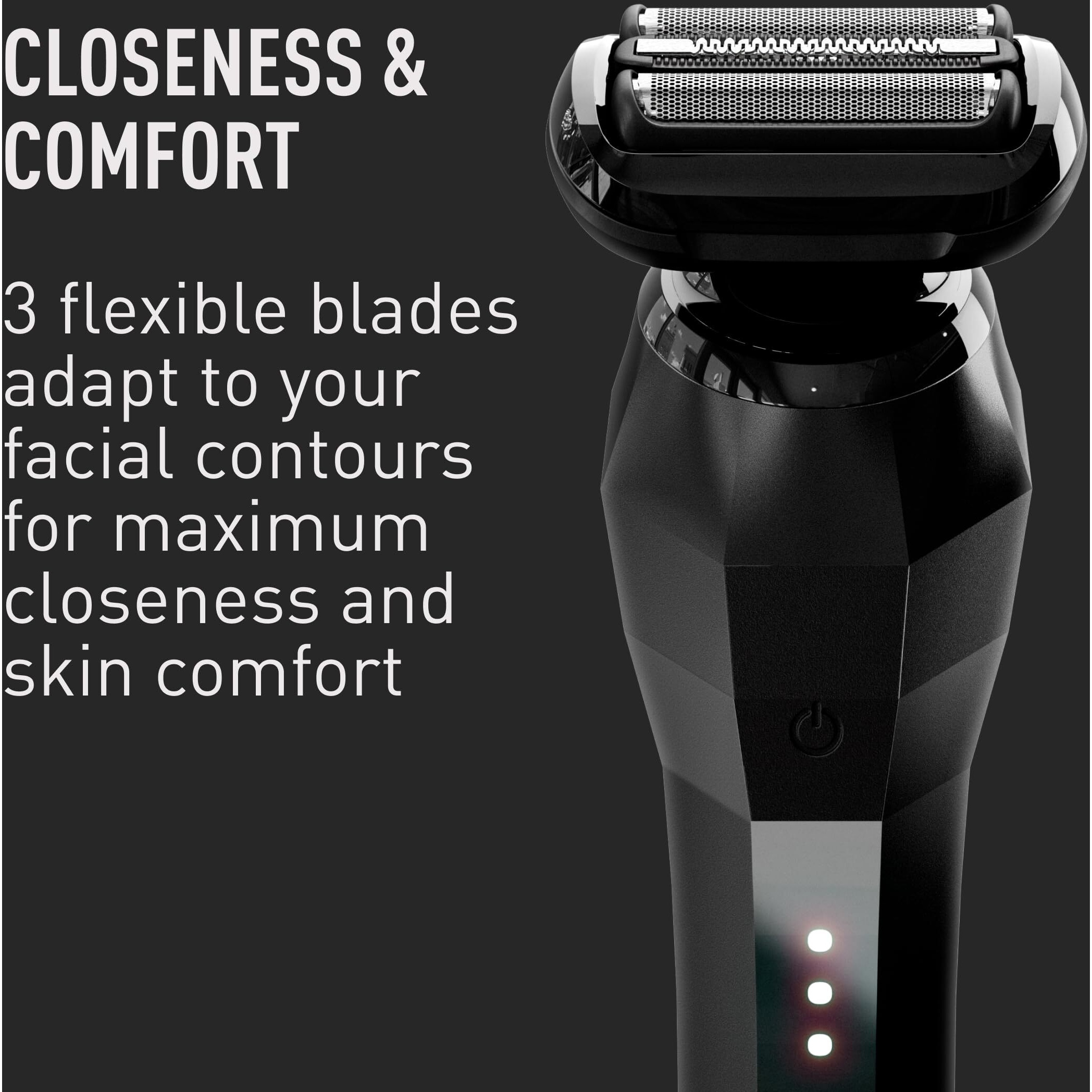 Bevel Electric Shaver For Men  Electric Foil Shaver  Wet And Dry Electric Razor  Waterproof  Fast Charging  Cordless Rechargeable  Black