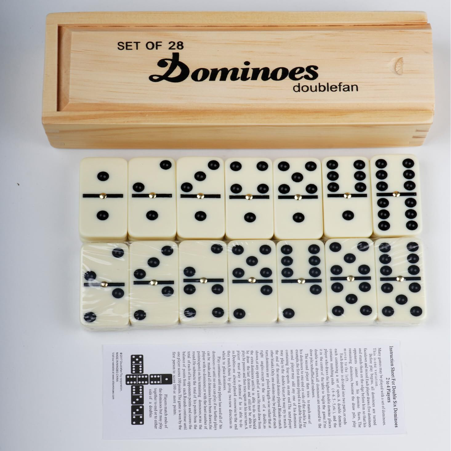 Dominoes Set For Adults  Dominoes Set Double Six  Double 6 Professional Domino Tiles With Spinner In Wooden Box 28 Pcs Domino Set 28 Tiles With Natural Wooden Case