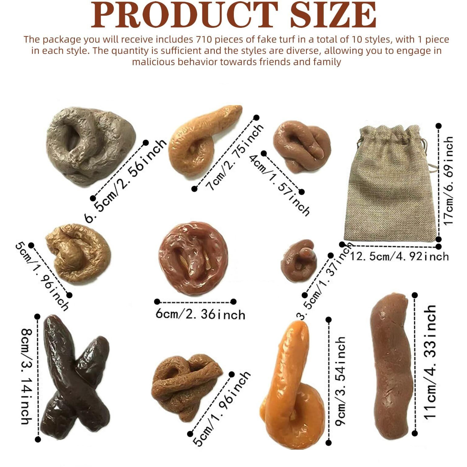 Aebor 10 Pieces Fake Poo Realistic Fake Turd Prank Floating Poo  Fake Dog Poop Toys With Drawstring Bags For Halloween April Fools' Day Prank Party Supplies
