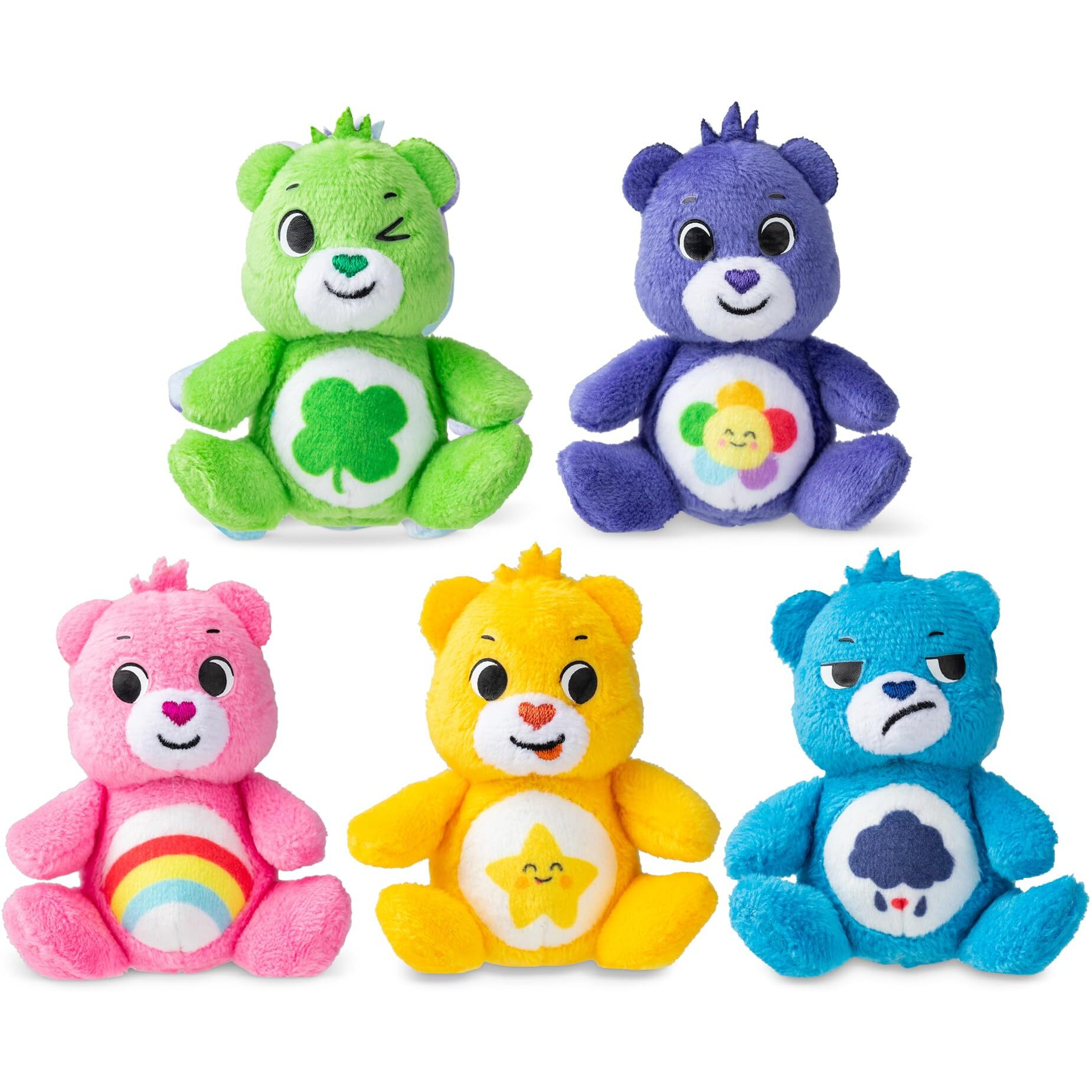 Micro Teenies - Care Bears 3"" Micro Plush 5-Pack Treasure Box - Cheer  Laugh A-Lot  Good Luck  Grumpy And Harmony Bear