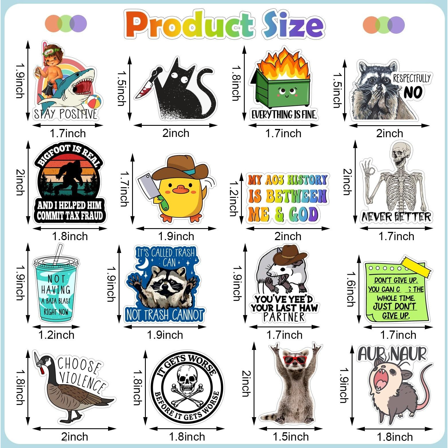 Chivertion 400 Pcs Funny Stickers For Adults Funny Water Bottles Stickers Pack Waterproof Cool Stickers For Laptop  Bumper  Phone  Hard Hats  Wall  Window Decals Decors  50 Styles (Funny Style)